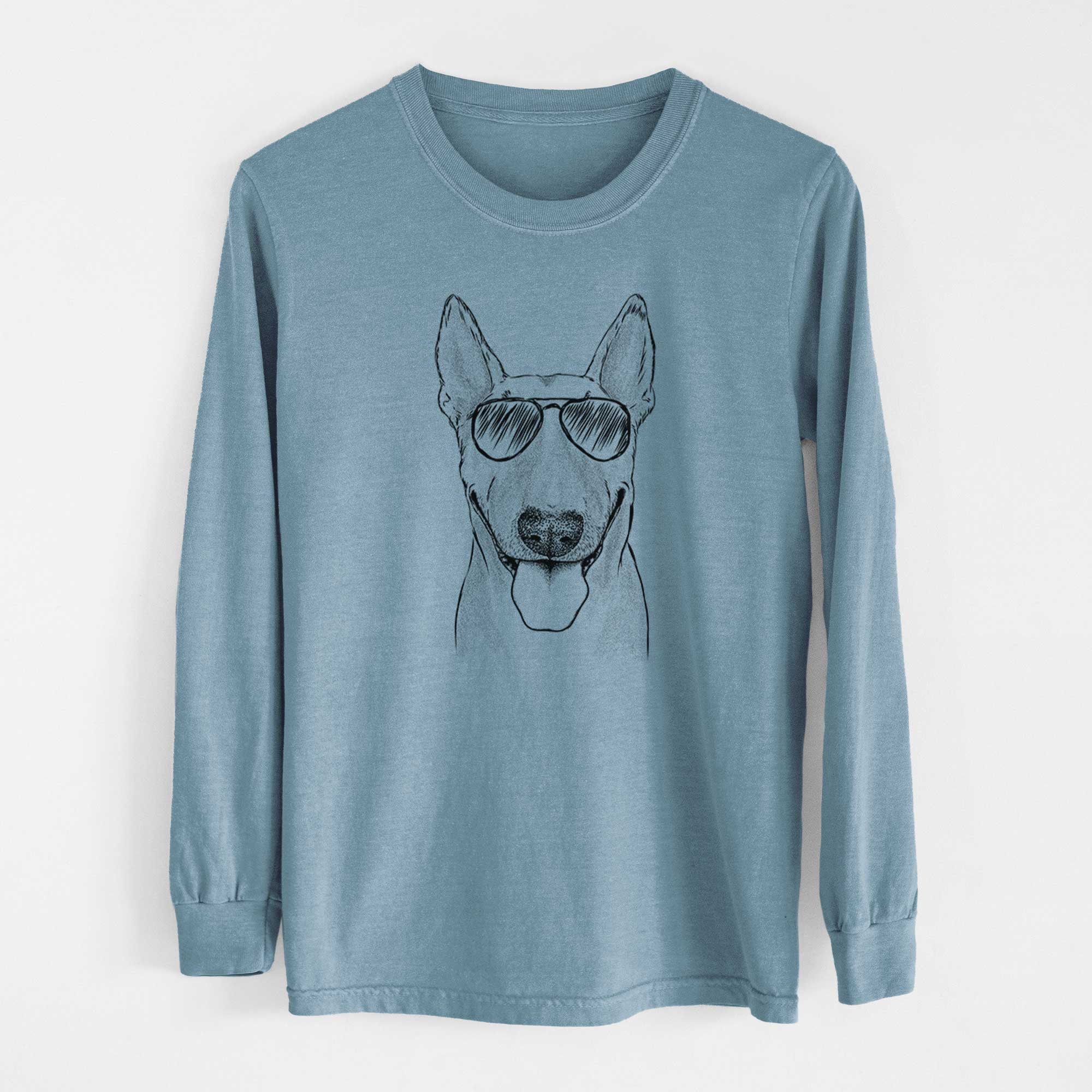 Aviator Chloe the Bull Terrier - Men's Heavyweight 100% Cotton Long Sleeve - Image 8