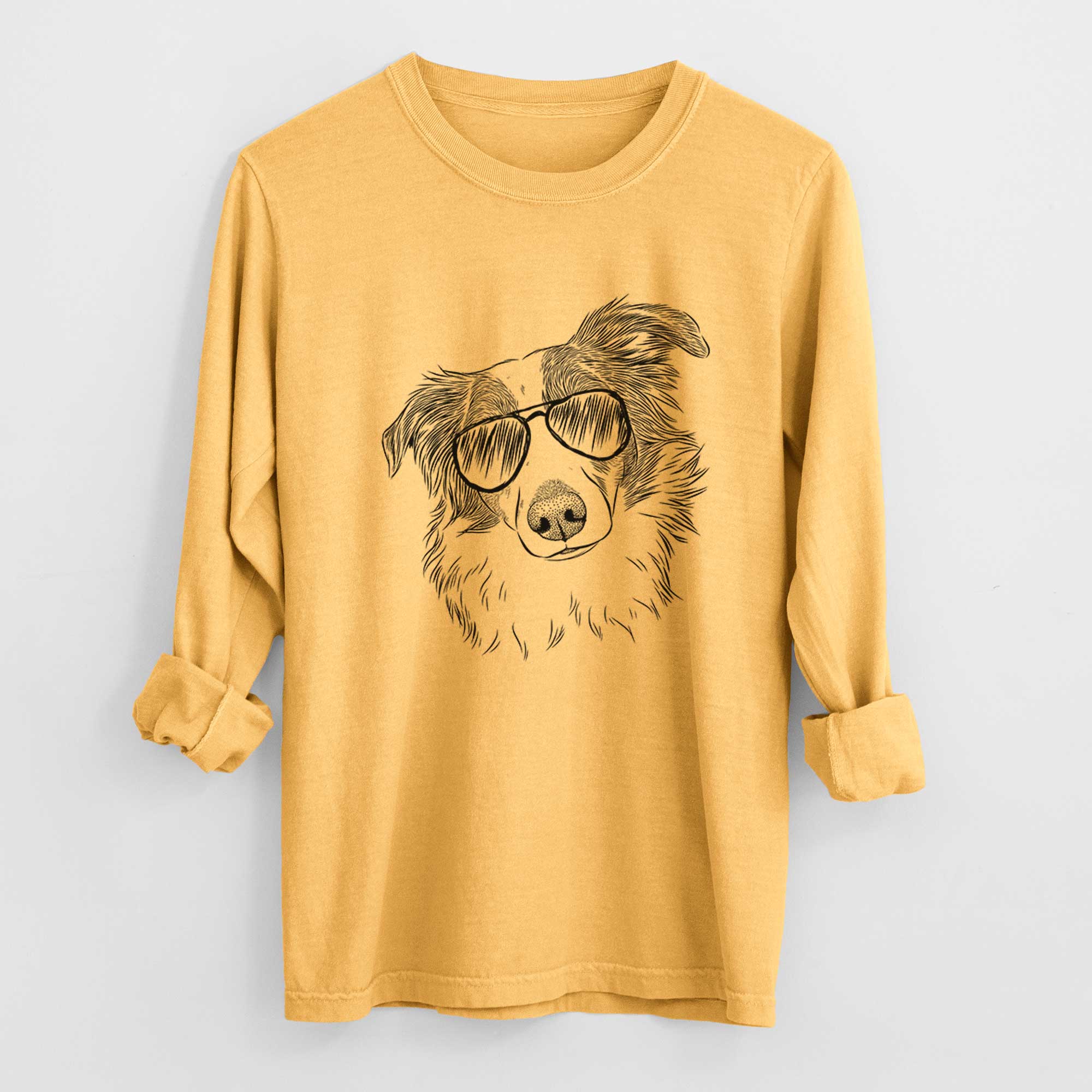 Aviator Cyclone the Australian Shepherd - Men's Heavyweight 100% Cotton Long Sleeve - Image 3