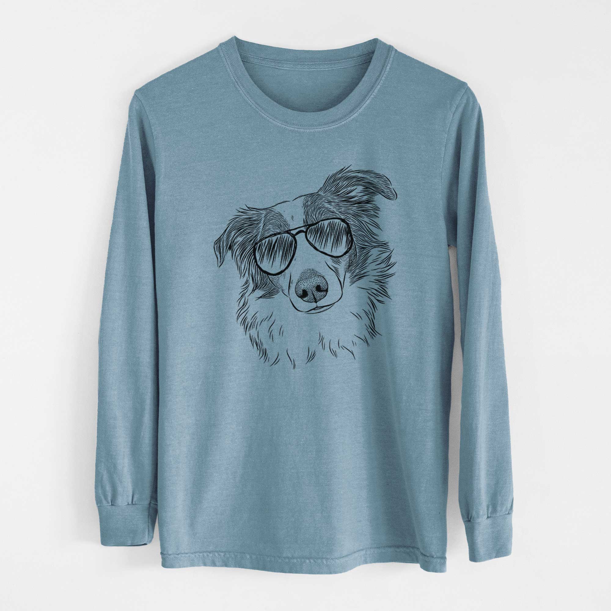 Aviator Cyclone the Australian Shepherd - Men's Heavyweight 100% Cotton Long Sleeve - Image 8