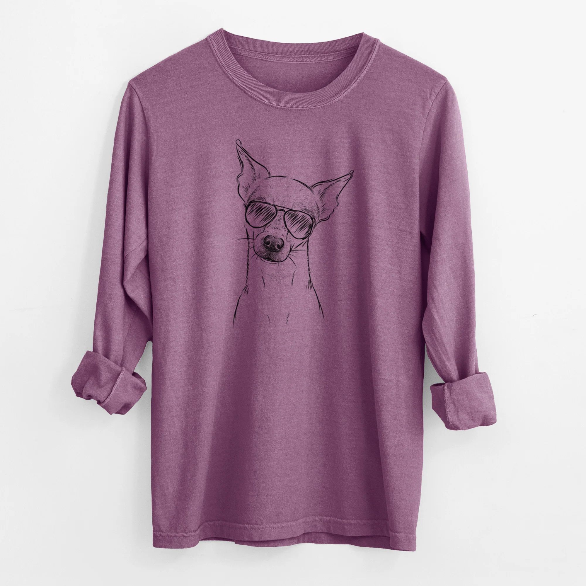 Aviator Emee the Chihuahua - Men's Heavyweight 100% Cotton Long Sleeve - Image 10