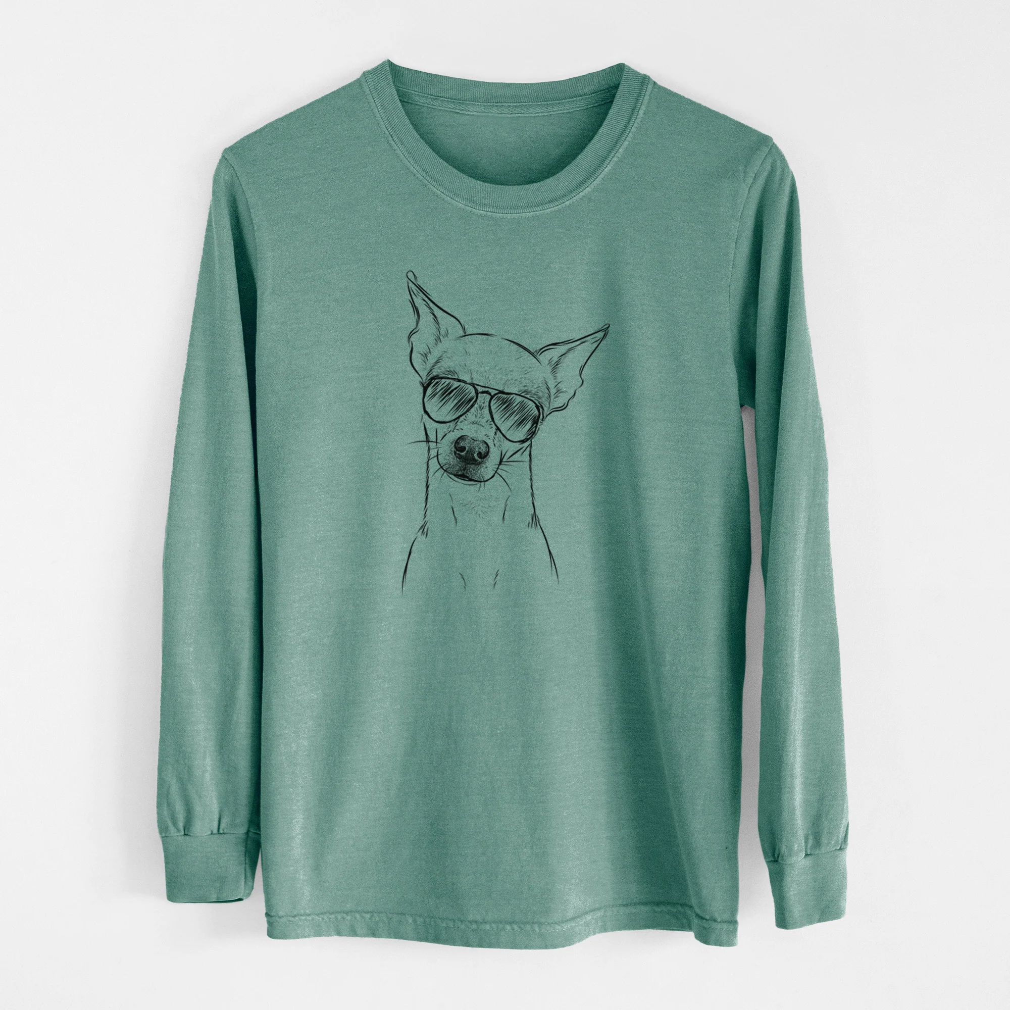 Aviator Emee the Chihuahua - Men's Heavyweight 100% Cotton Long Sleeve - Image 13