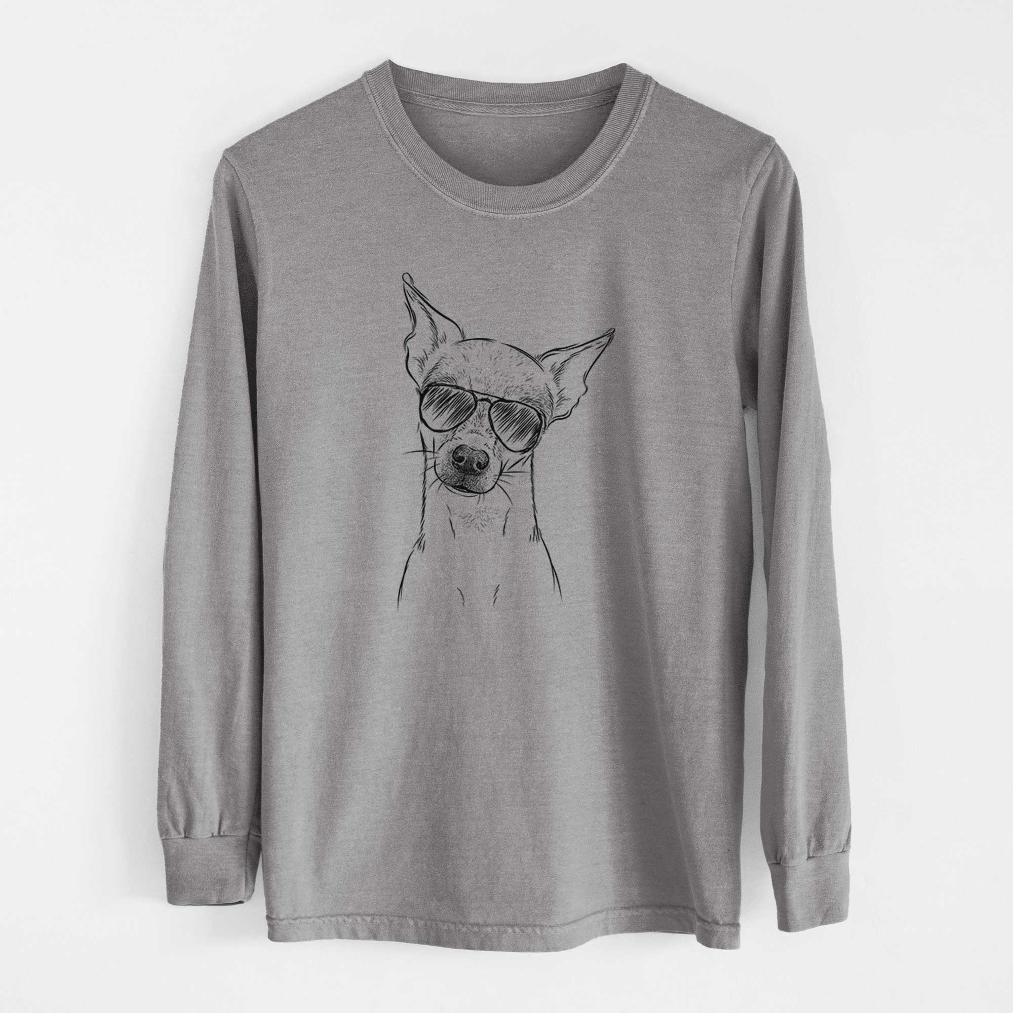 Aviator Emee the Chihuahua - Men's Heavyweight 100% Cotton Long Sleeve - Image 7
