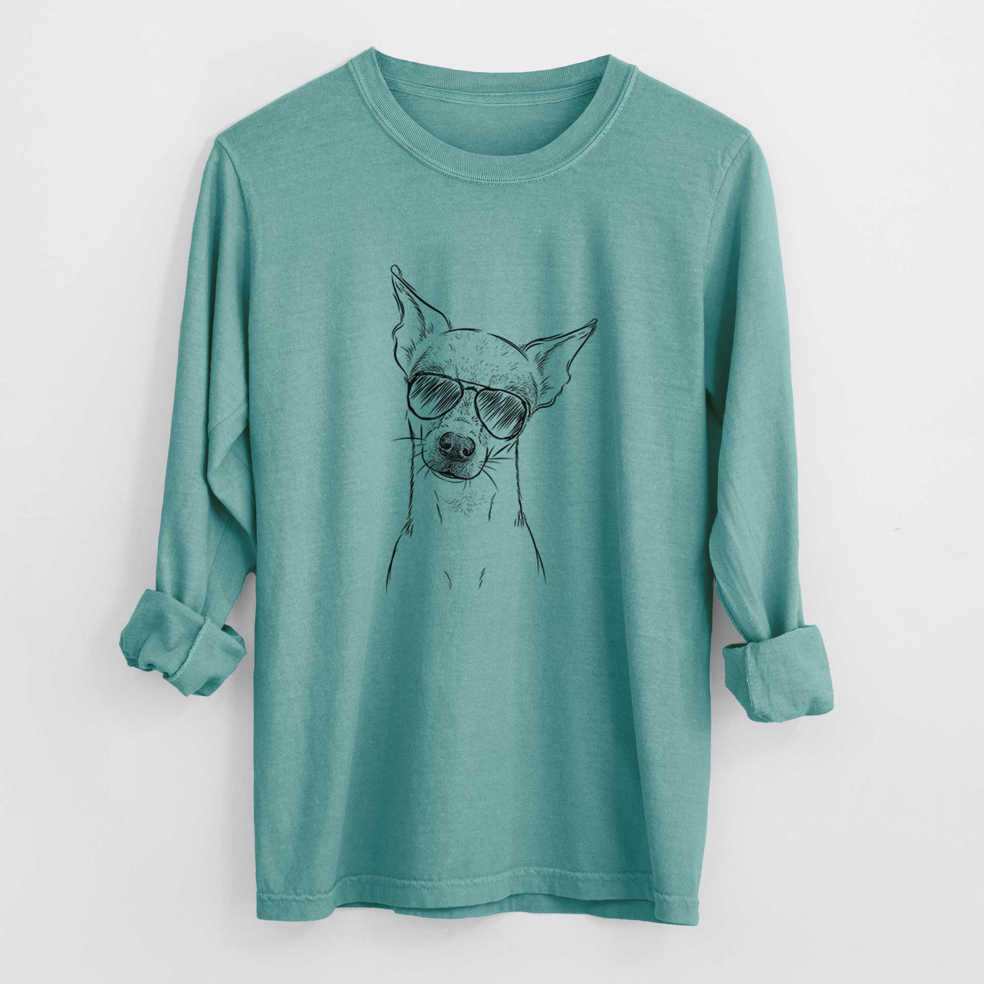 Aviator Emee the Chihuahua - Men's Heavyweight 100% Cotton Long Sleeve - Image 9