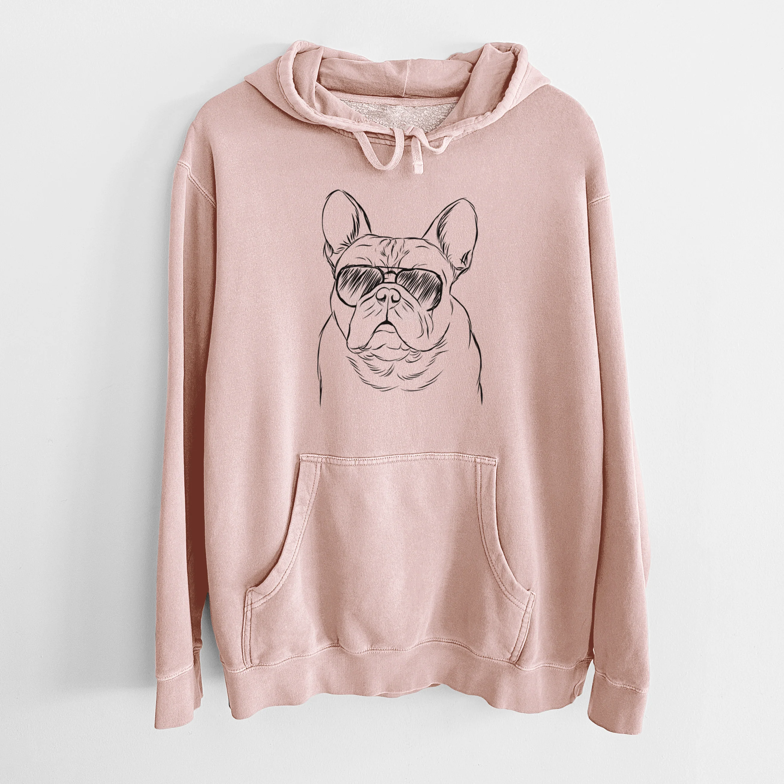 Aviator Fudge the French Bulldog - Unisex Pigment Dyed Hoodie - Image 6