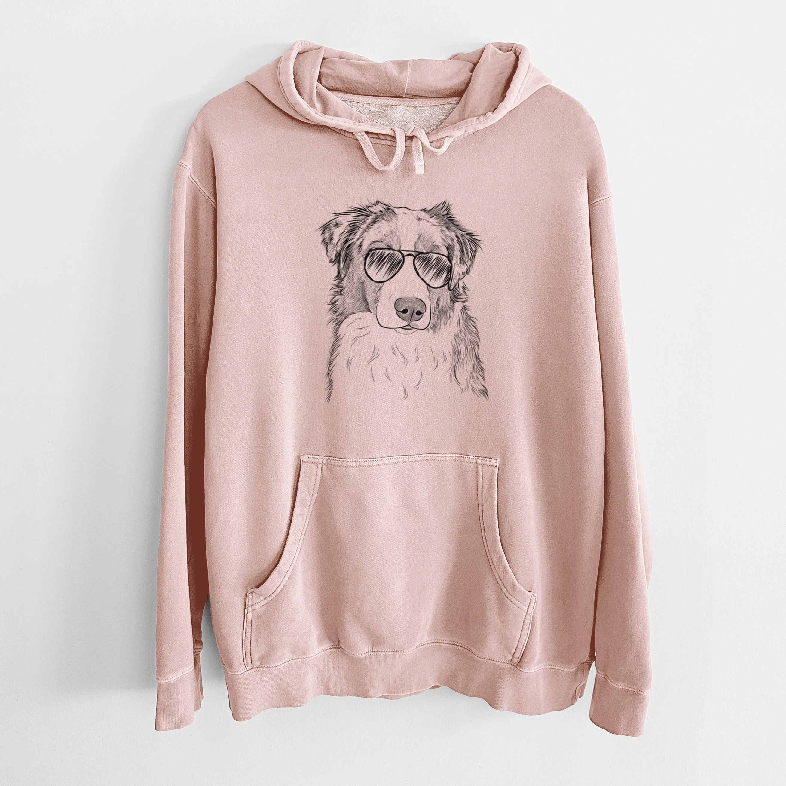 Aviator Ginger the Australian Shepherd - Unisex Pigment Dyed Hoodie - Image 6
