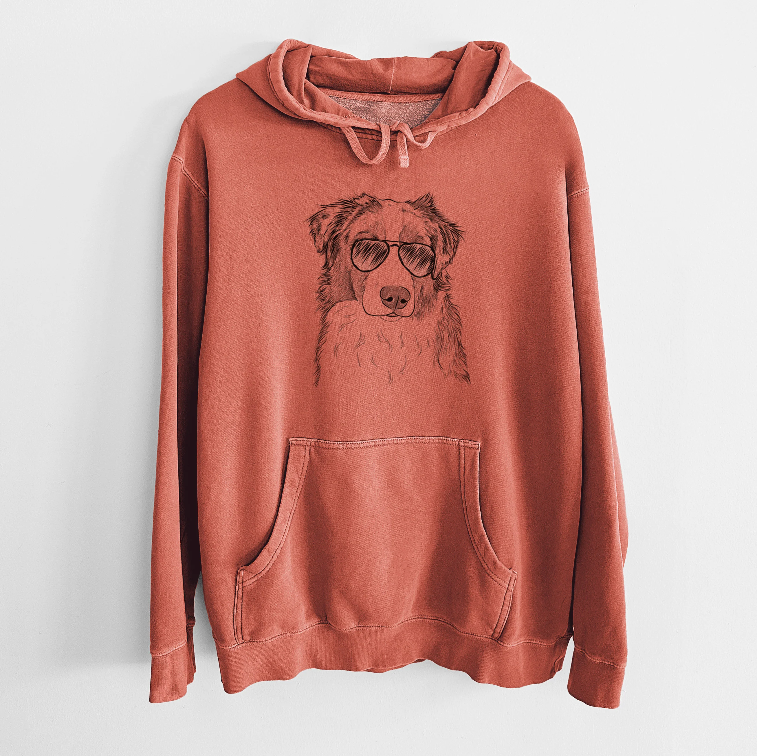 Aviator Ginger the Australian Shepherd - Unisex Pigment Dyed Hoodie - Image 8