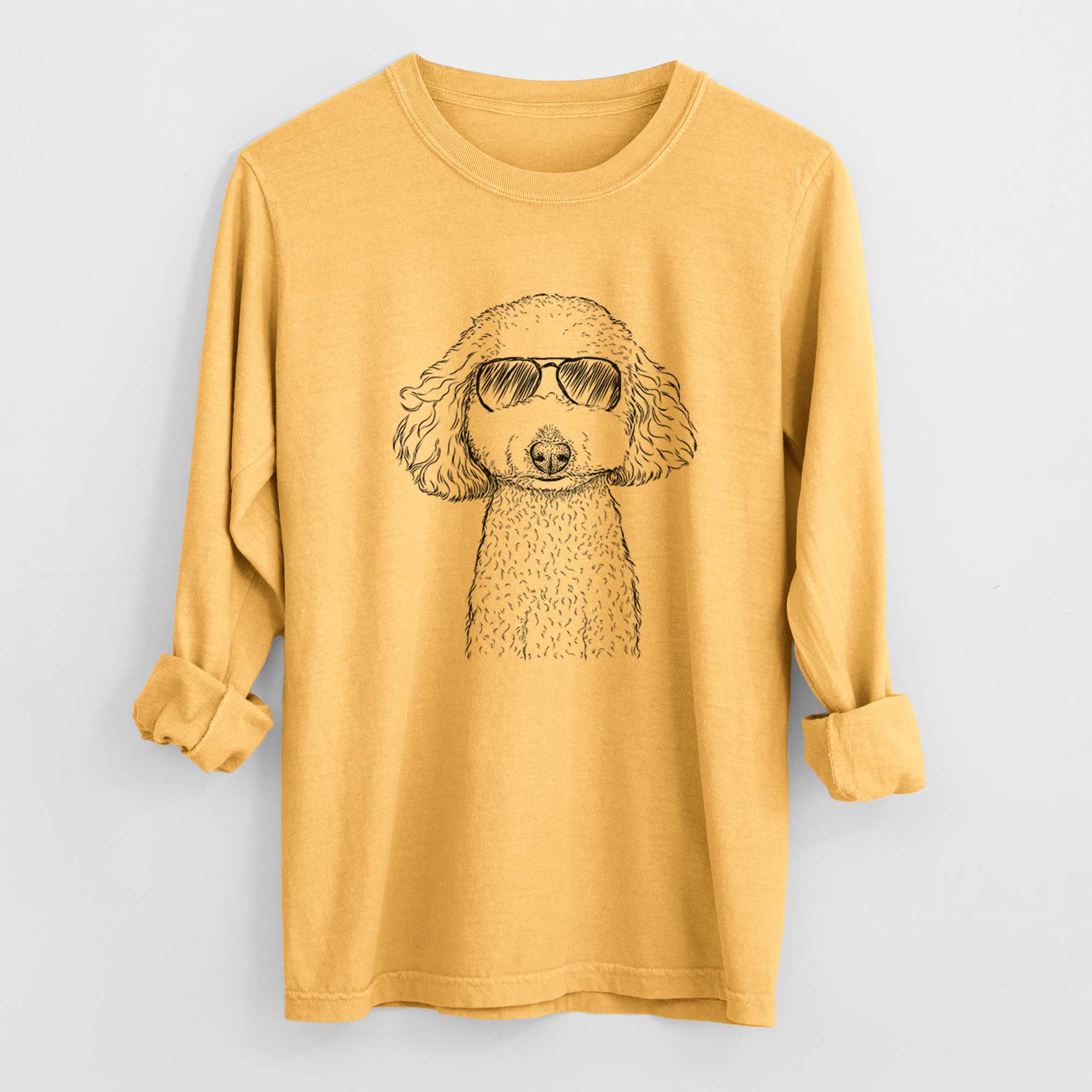 Aviator Guinness the Toy Poodle Mix - Men's Heavyweight 100% Cotton Long Sleeve - Image 3