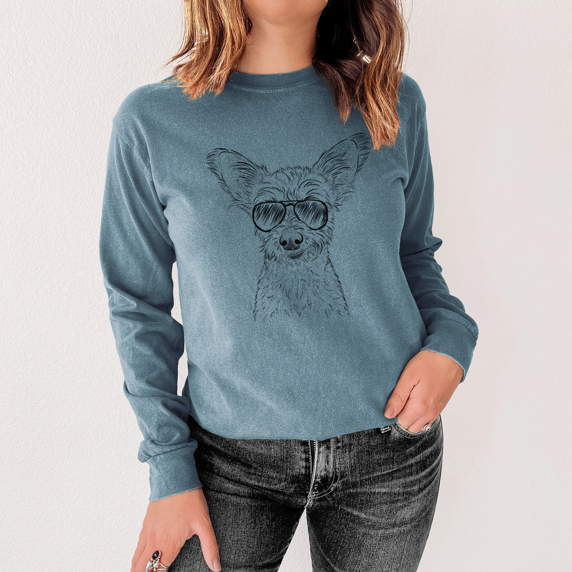 Aviators Heidi the Schnauzer Mix - Heavyweight 100% Cotton Long Sleeve - Image 3