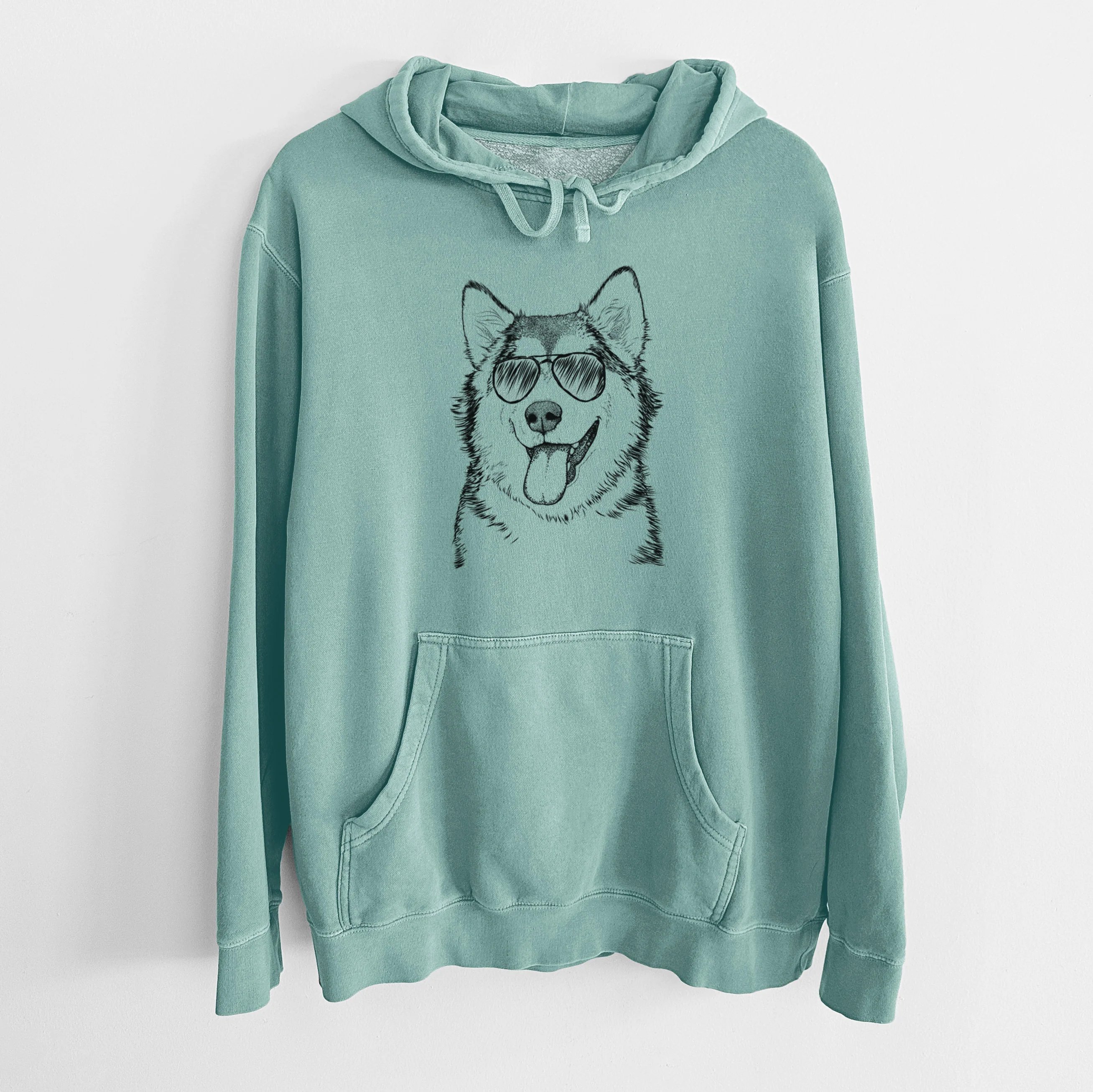 Aviator Kaskae the Alaskan Malamute - Unisex Pigment Dyed Hoodie - Image 10