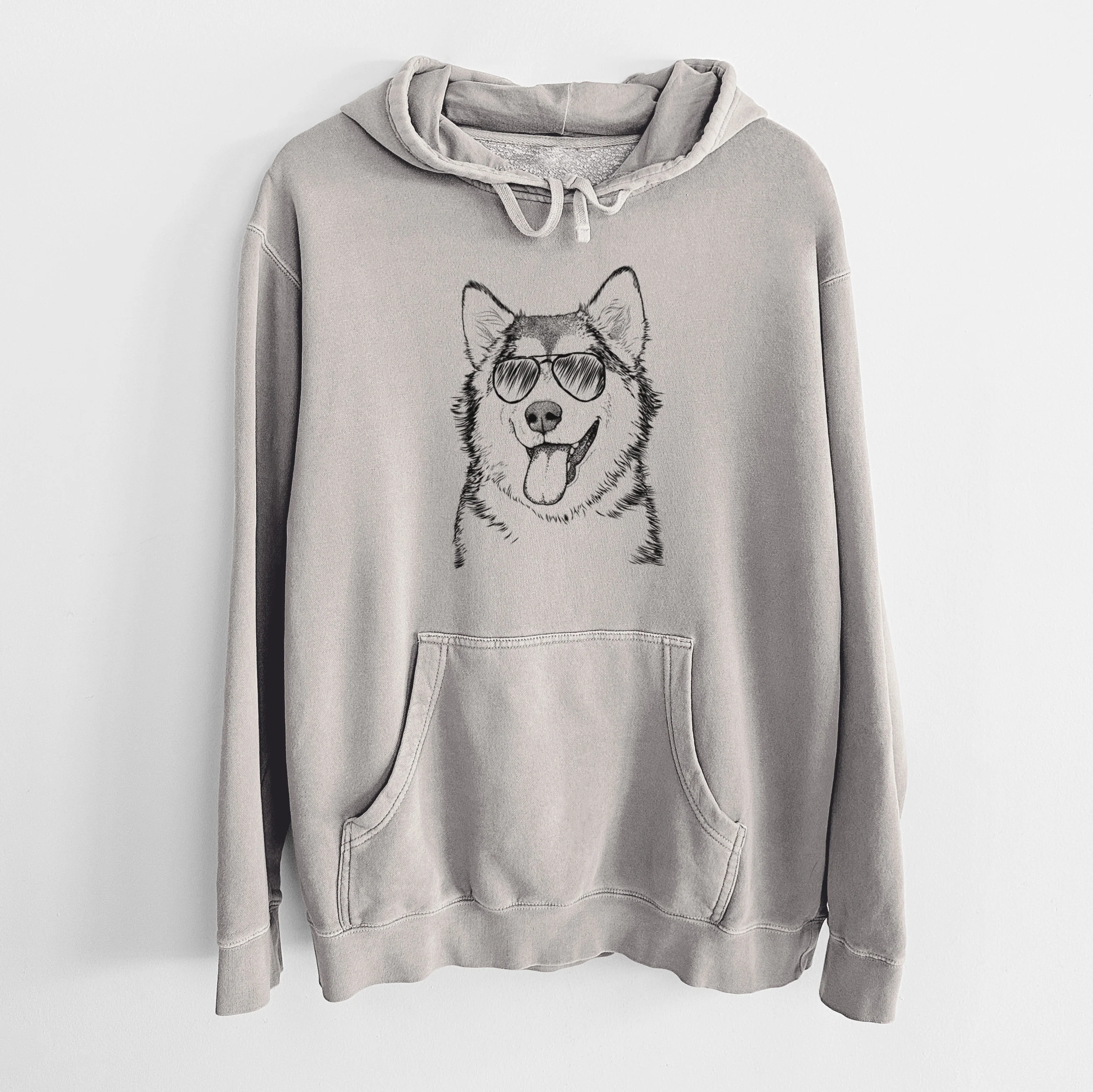 Aviator Kaskae the Alaskan Malamute - Unisex Pigment Dyed Hoodie - Image 5