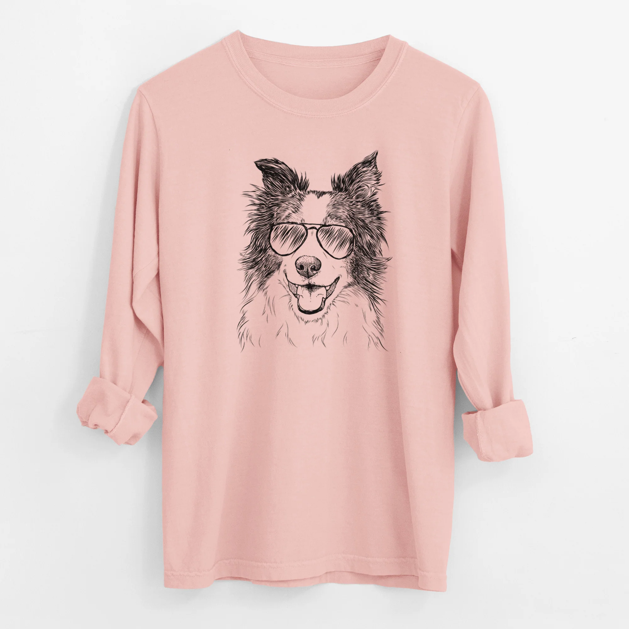 Aviator Kylee the Border Collie - Men's Heavyweight 100% Cotton Long Sleeve - Image 12