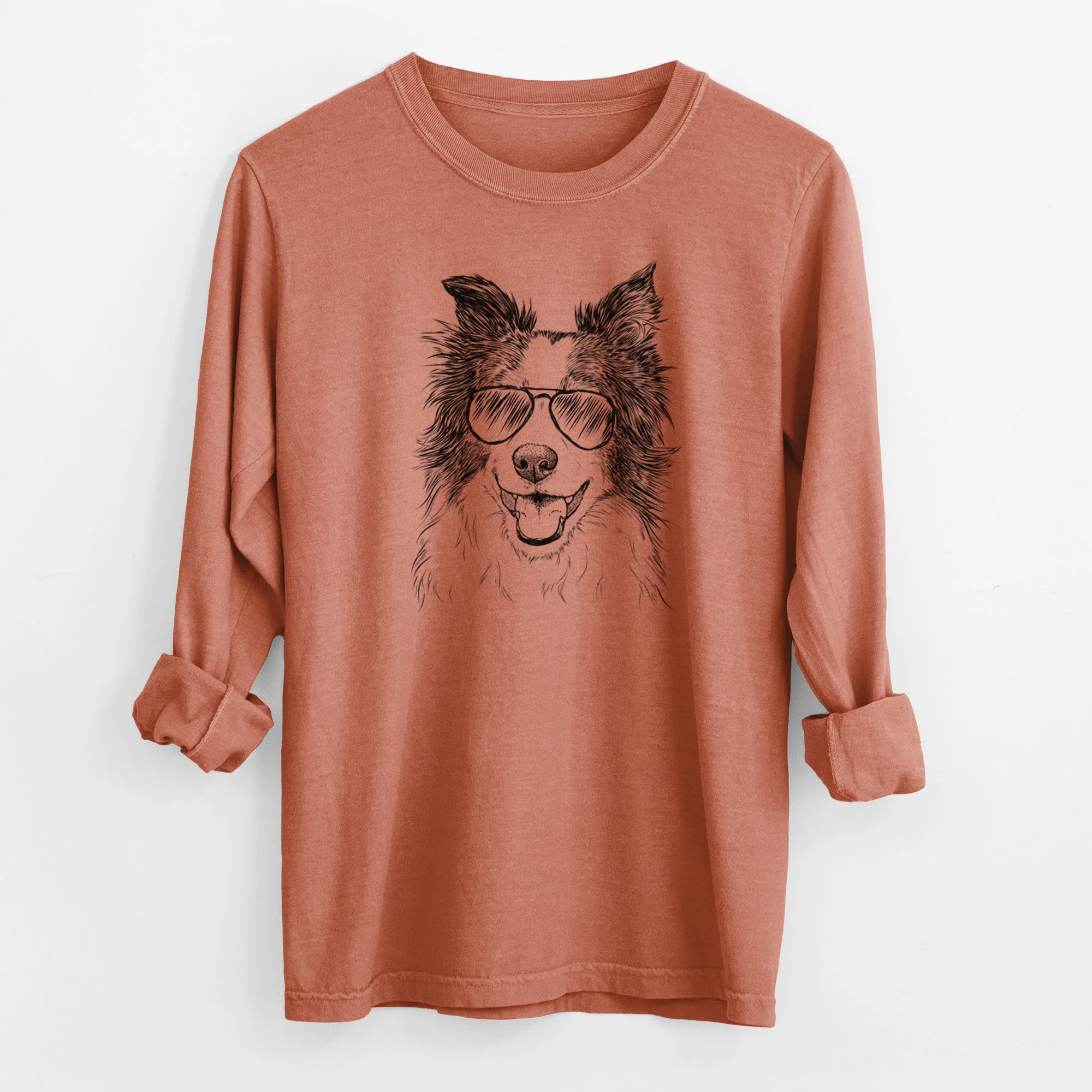 Aviator Kylee the Border Collie - Men's Heavyweight 100% Cotton Long Sleeve - Image 14