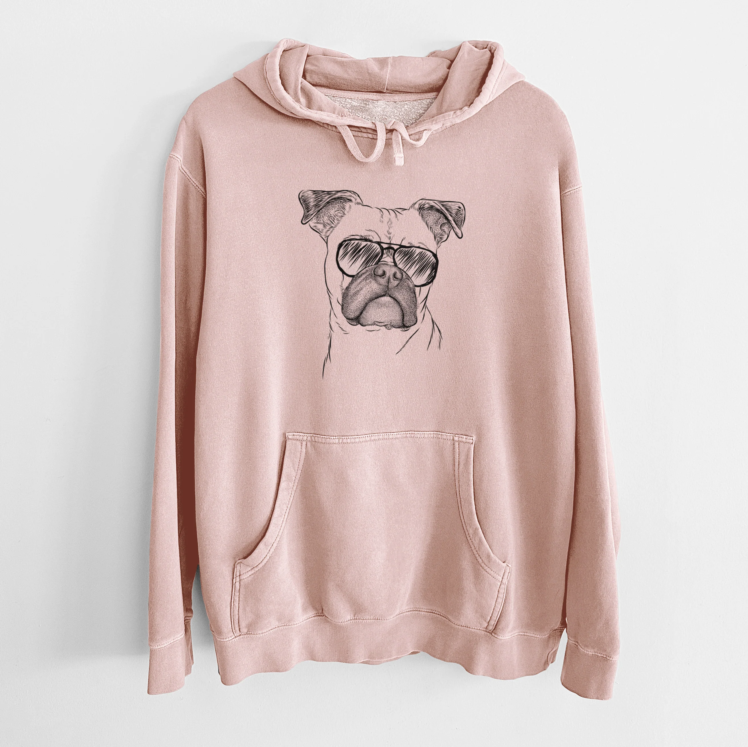 Aviator Mack the Bugg (Boston Terrier/Pug) - Unisex Pigment Dyed Hoodie - Image 6