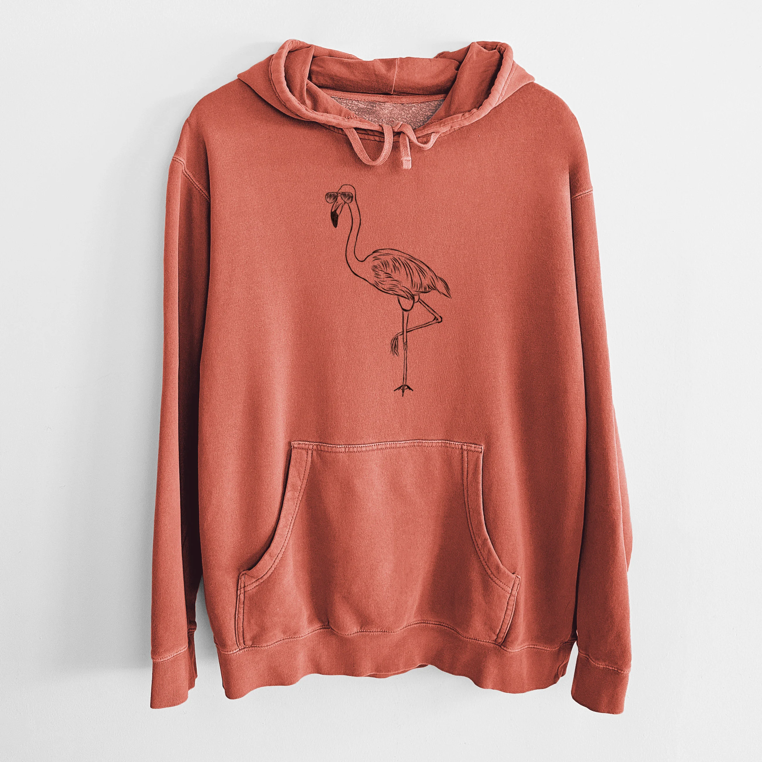 Aviator Mango the Flamingo - Unisex Pigment Dyed Hoodie - Image 8