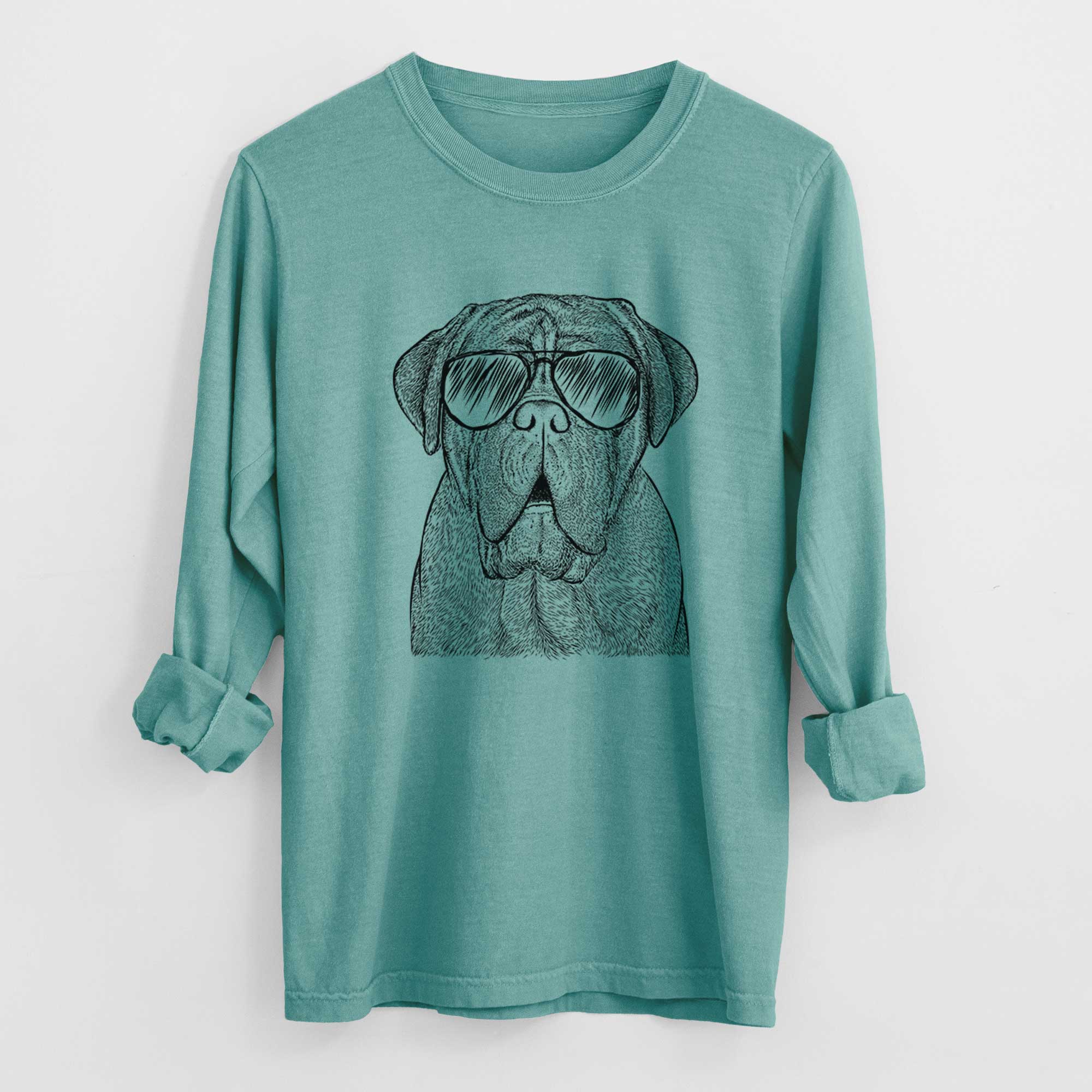 Aviator Optimus the Dogue de Bordeaux - Men's Heavyweight 100% Cotton Long Sleeve - Image 9