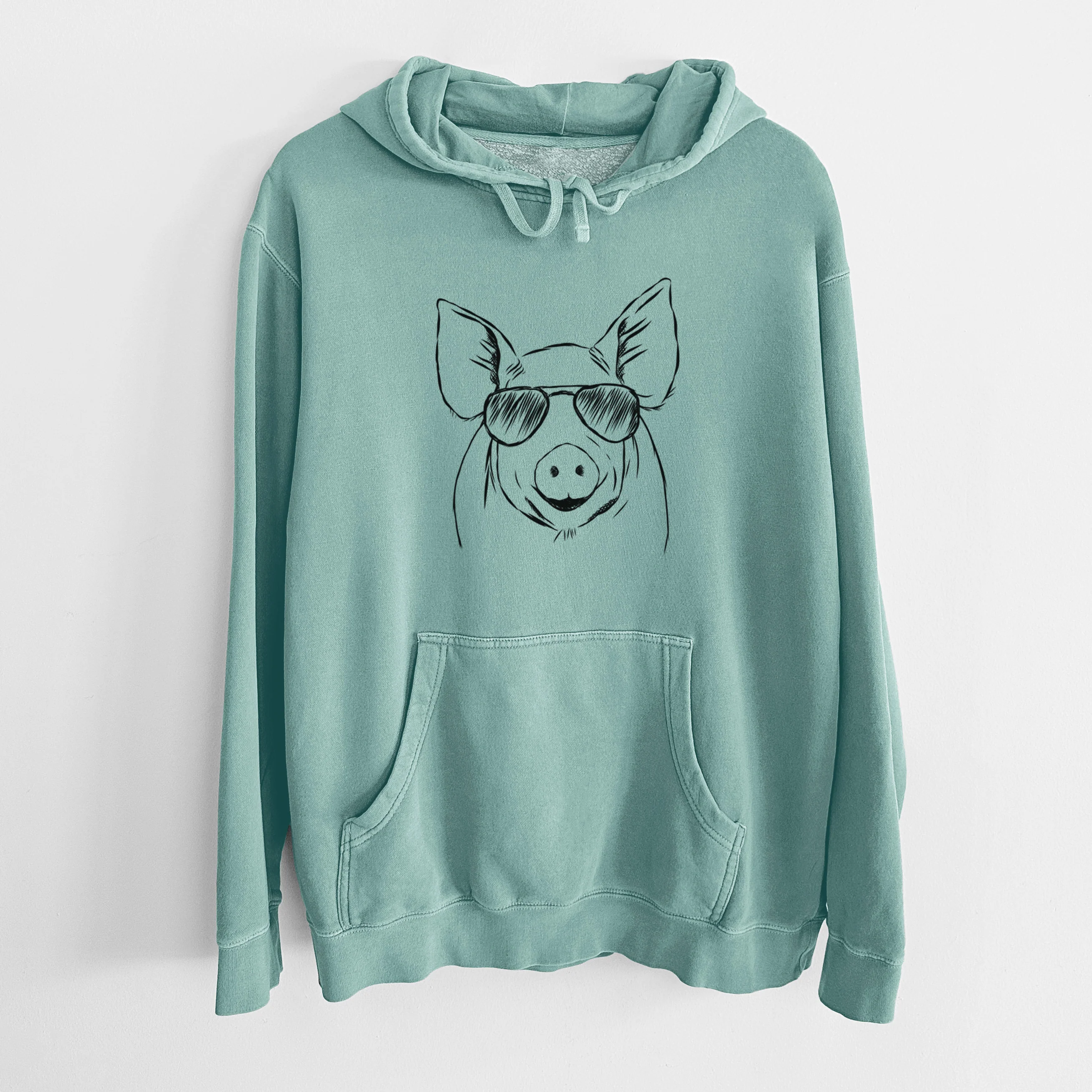 Aviator Perry the Pig - Unisex Pigment Dyed Hoodie - Image 10