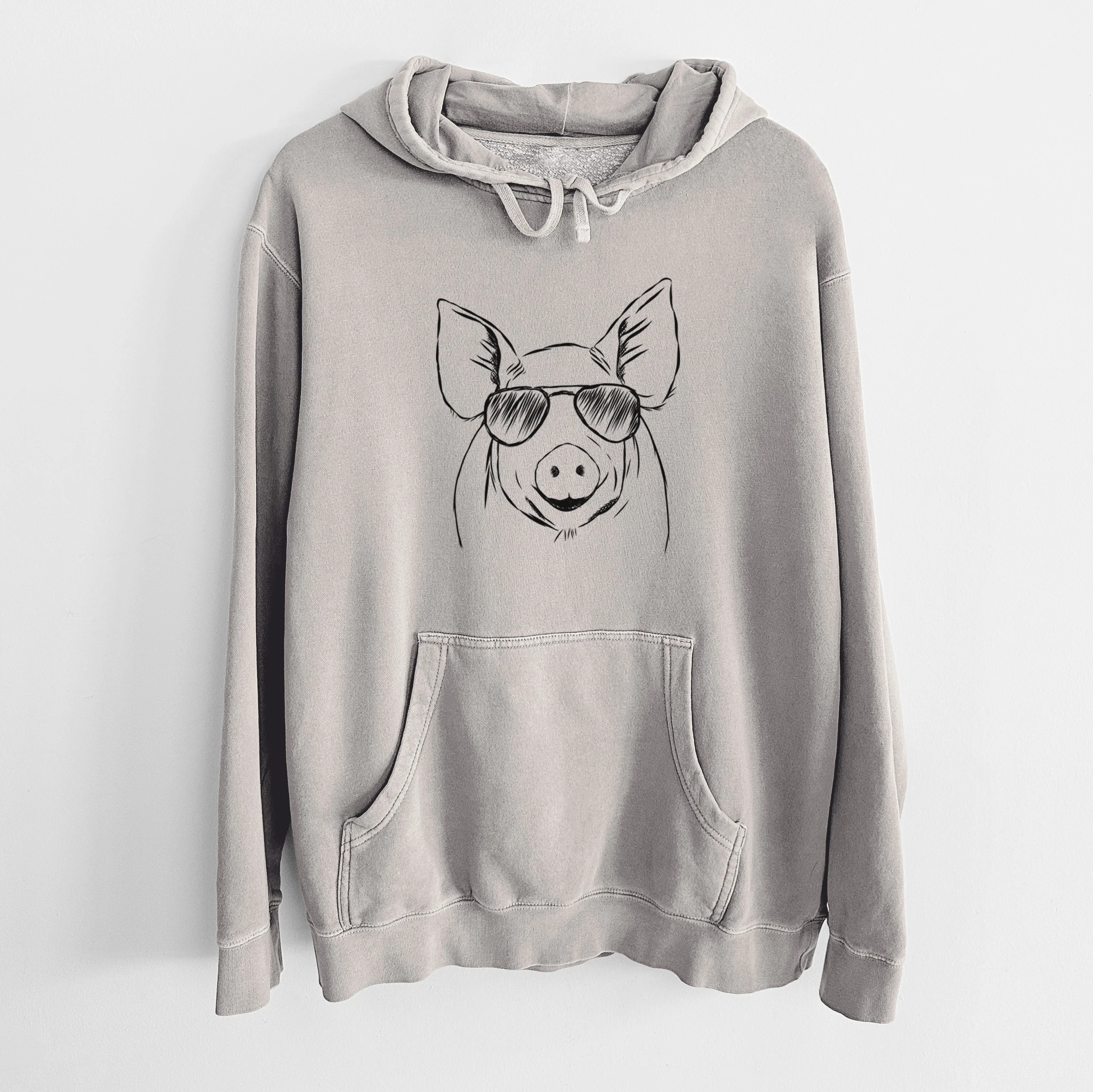 Aviator Perry the Pig - Unisex Pigment Dyed Hoodie - Image 5