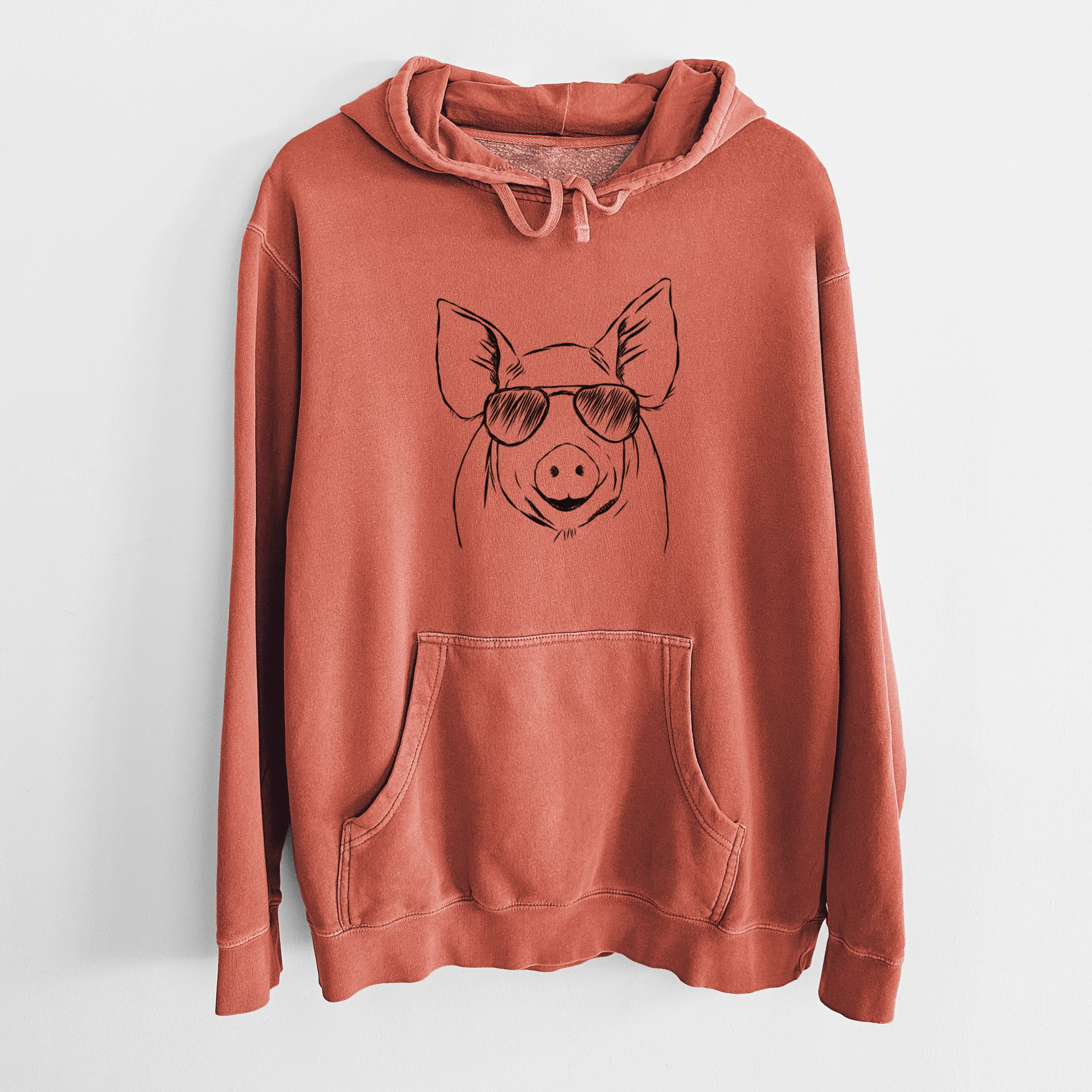 Aviator Perry the Pig - Unisex Pigment Dyed Hoodie - Image 8