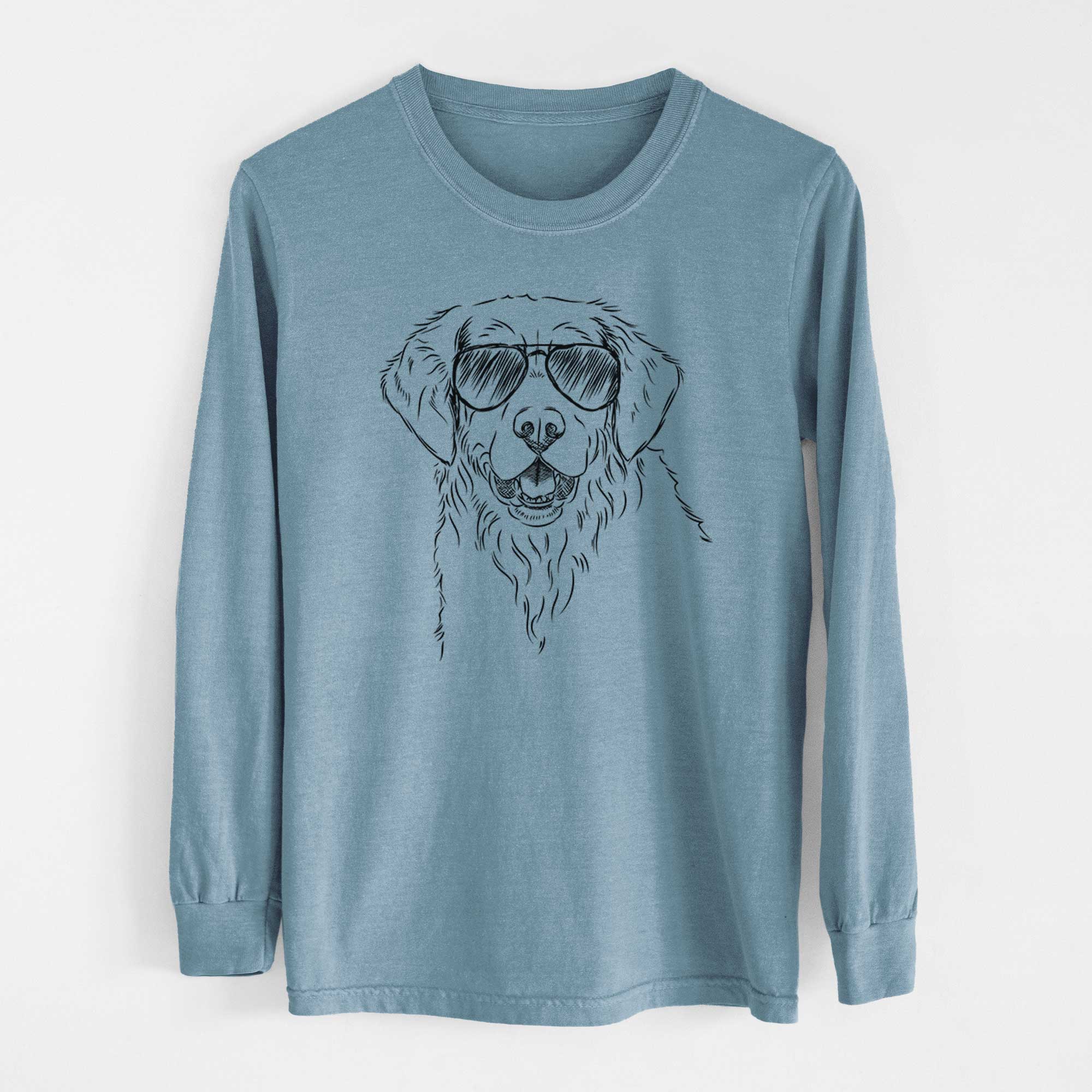 Aviator Toby the Golden Retriever - Men's Heavyweight 100% Cotton Long Sleeve - Image 8