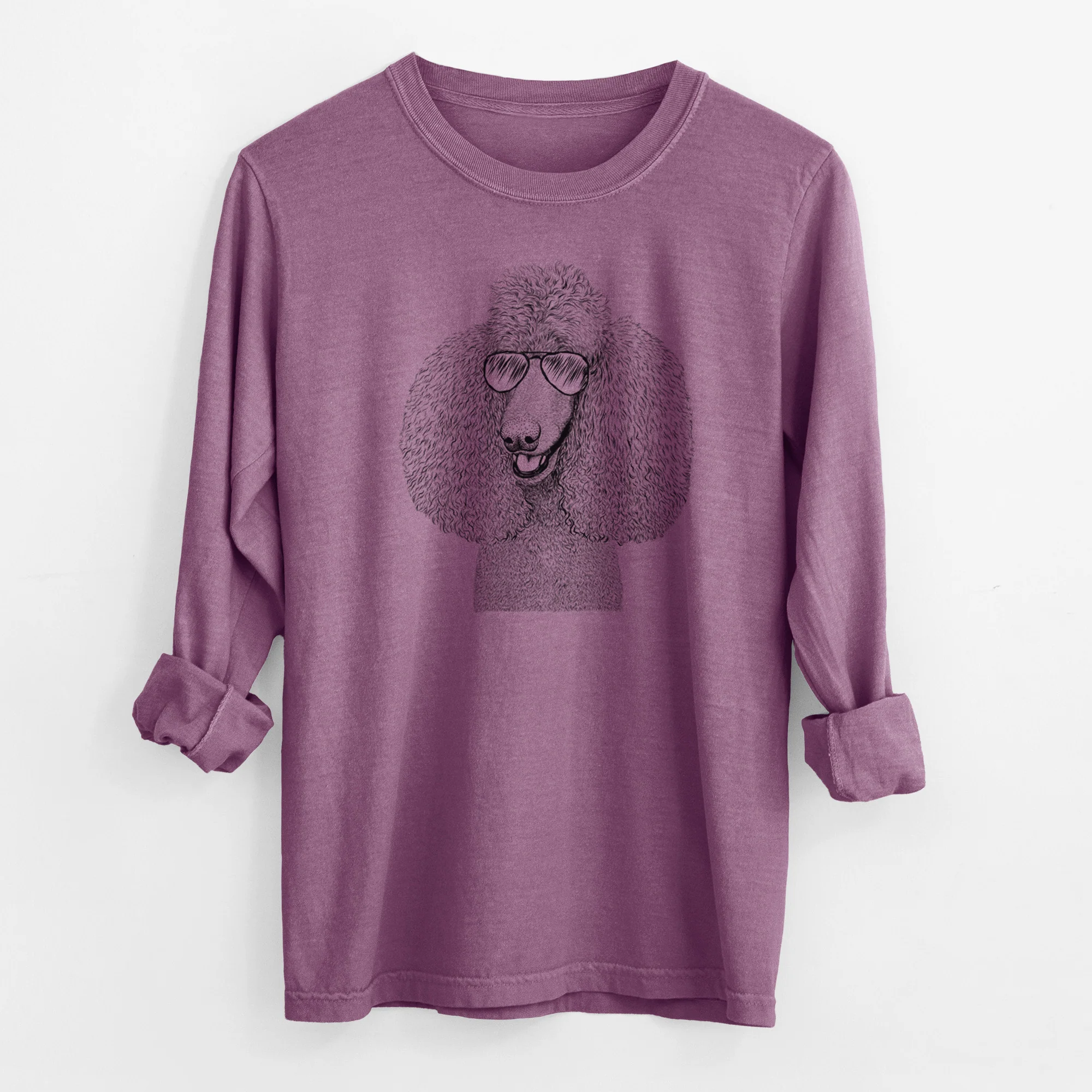 Aviator Uncle Tucker the Poodle - Men's Heavyweight 100% Cotton Long Sleeve - Image 10