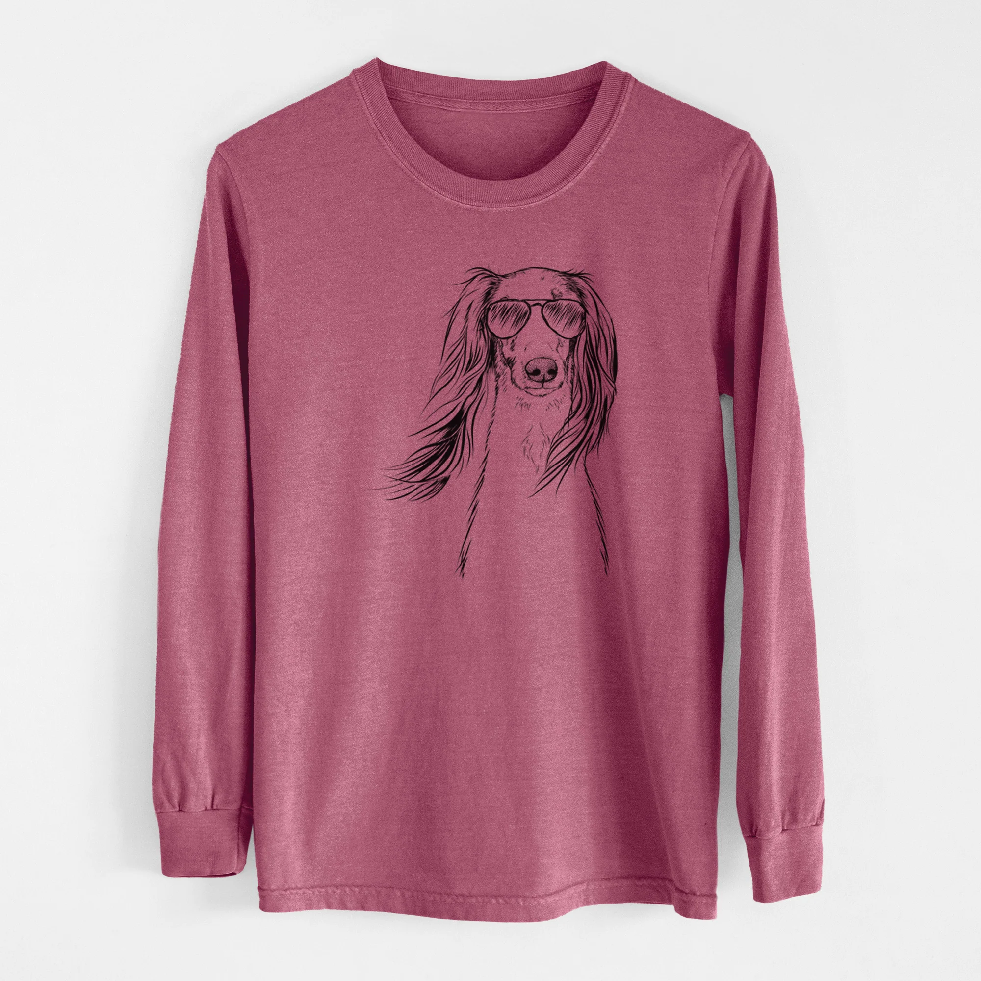 Aviator Zahra the Saluki - Men's Heavyweight 100% Cotton Long Sleeve - Image 11