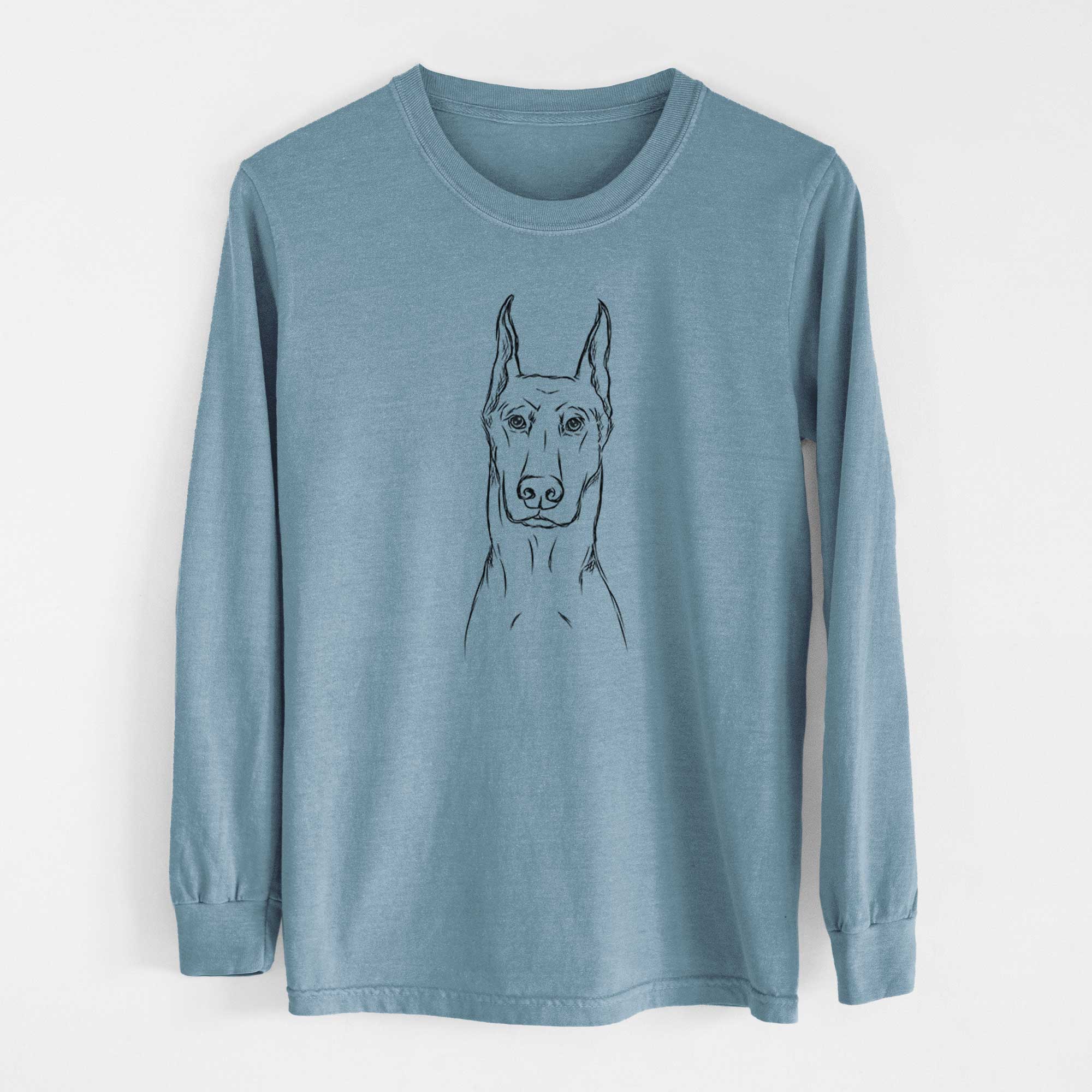 Bare Ace the Doberman Pinscher - Men's Heavyweight 100% Cotton Long Sleeve - Image 8