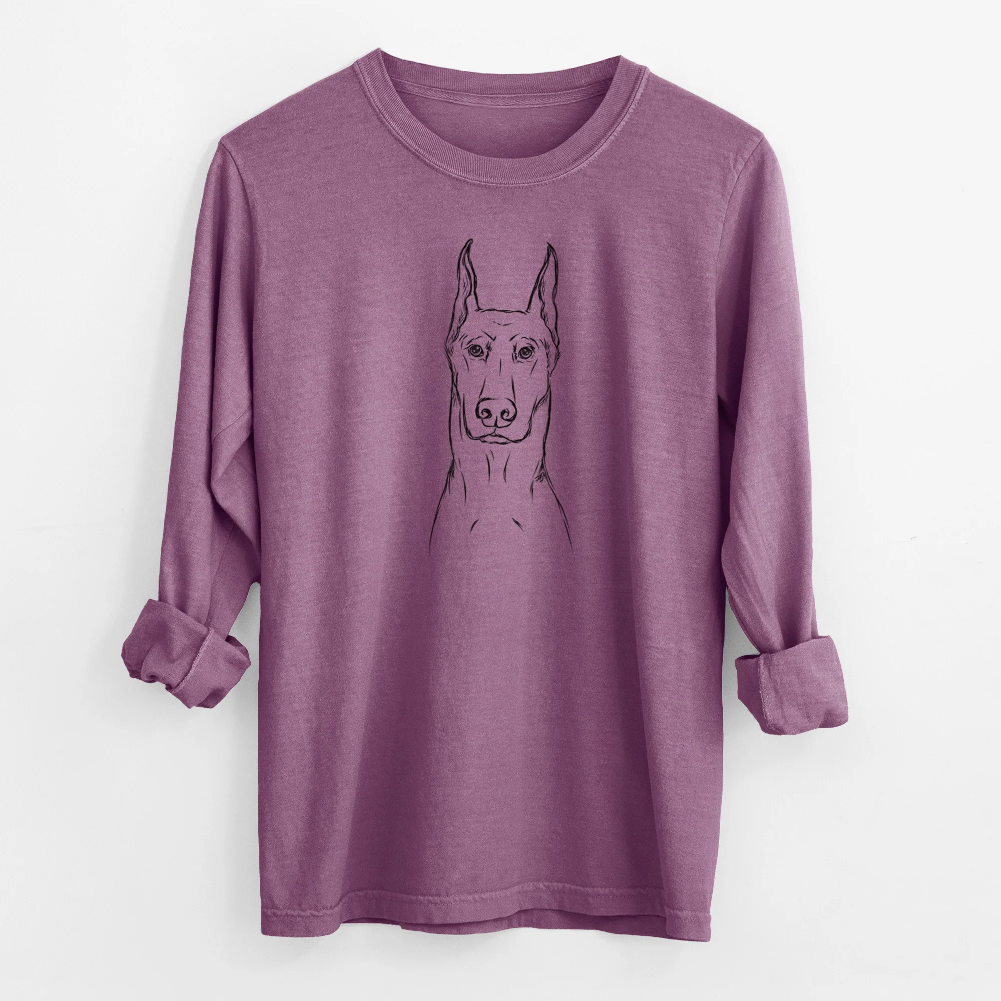 Bare Ace the Doberman Pinscher - Men's Heavyweight 100% Cotton Long Sleeve - Image 9