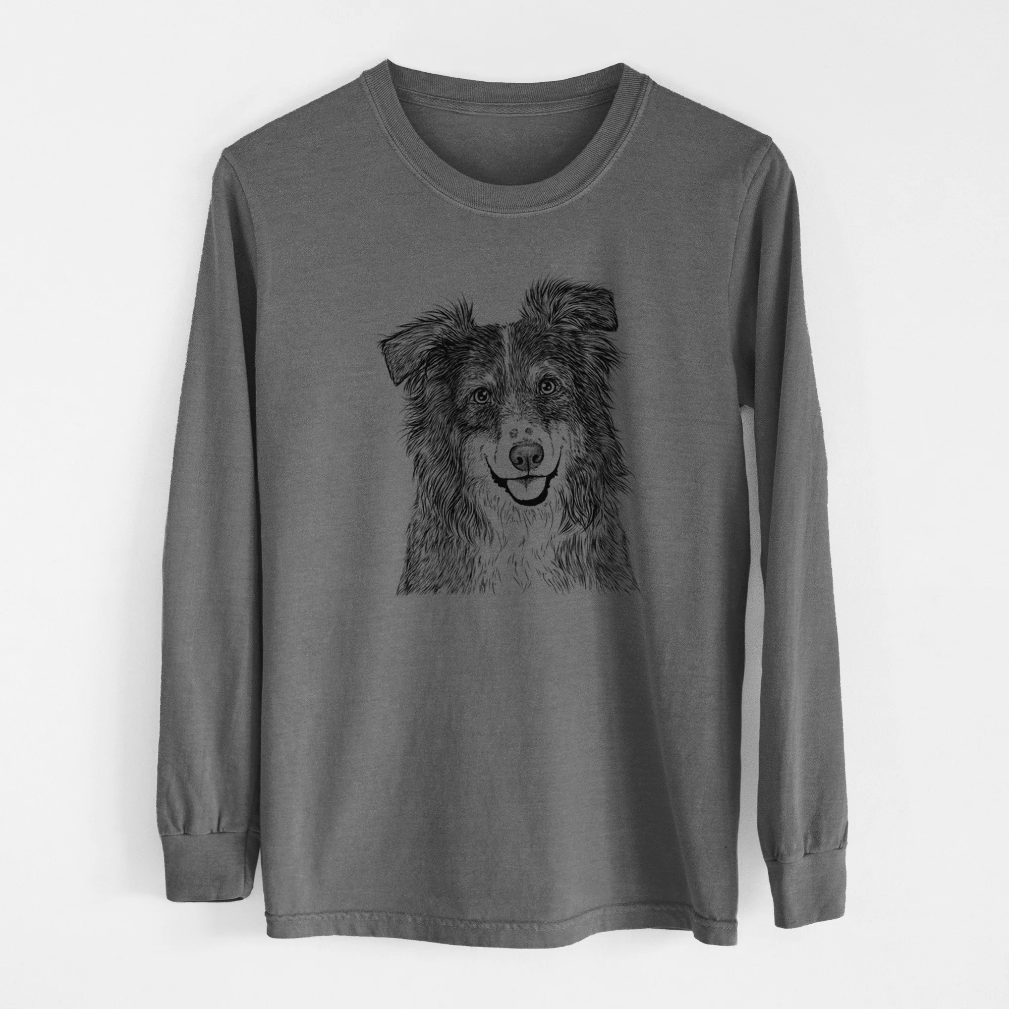 Bare Aushe the Australian Shepherd - Men's Heavyweight 100% Cotton Long Sleeve - Image 14
