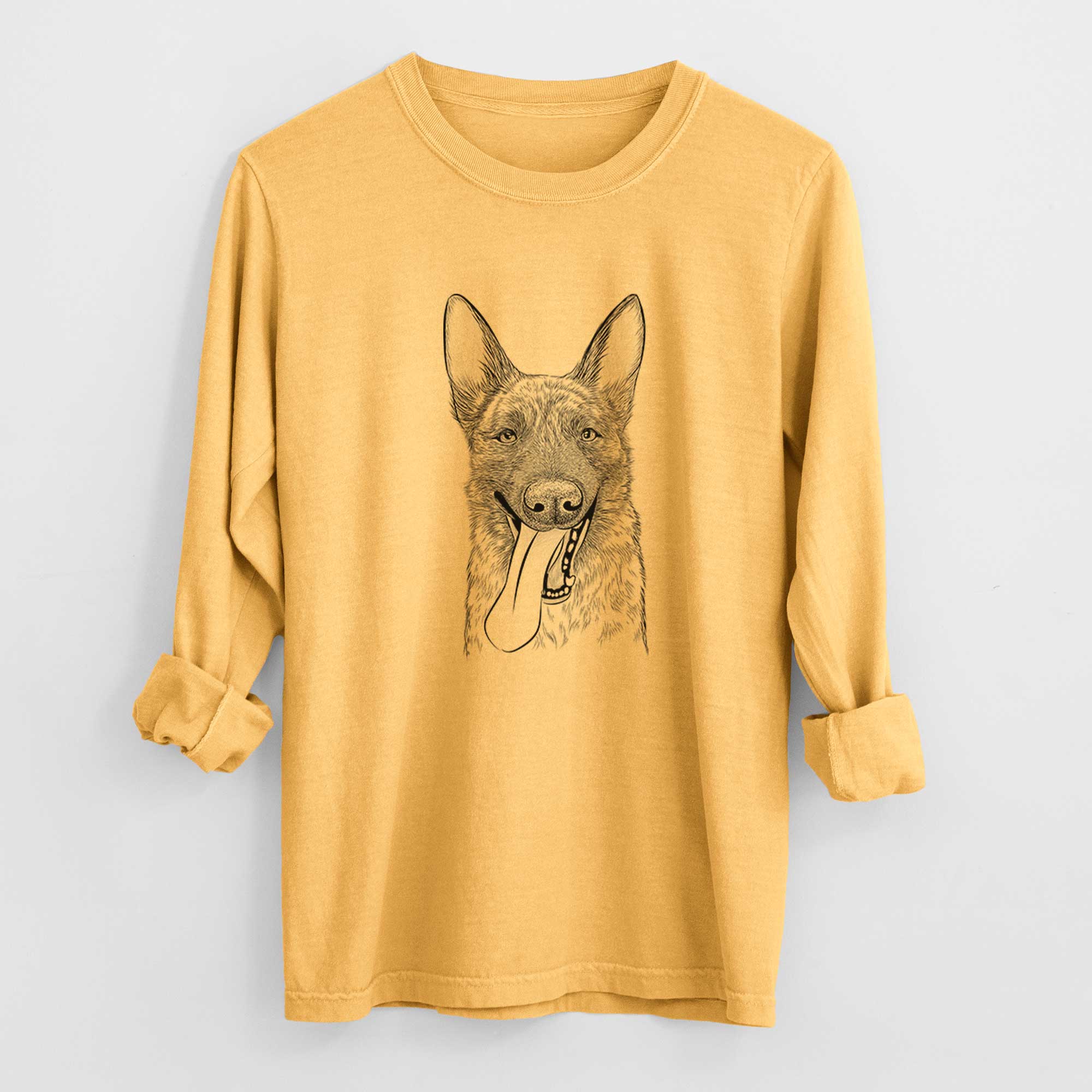 Bare Bessa the Dutch Shepherd - Men's Heavyweight 100% Cotton Long Sleeve - Image 3
