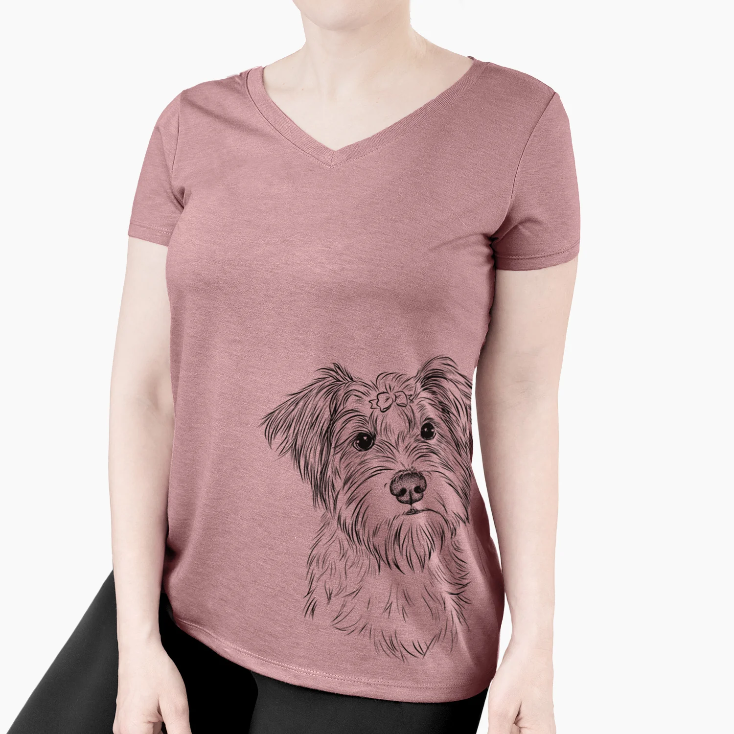Bare Birdee the Schnauzer Mix - Women's V-neck Shirt - Image 4