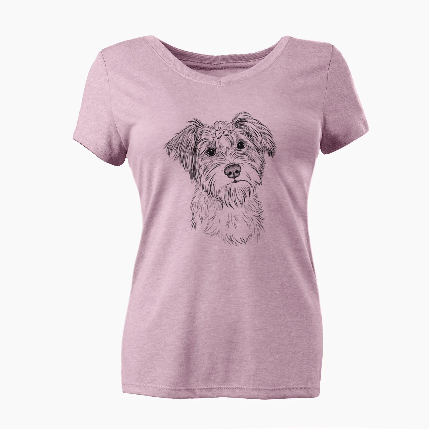 Bare Birdee the Schnauzer Mix - Women's V-neck Shirt - Image 6