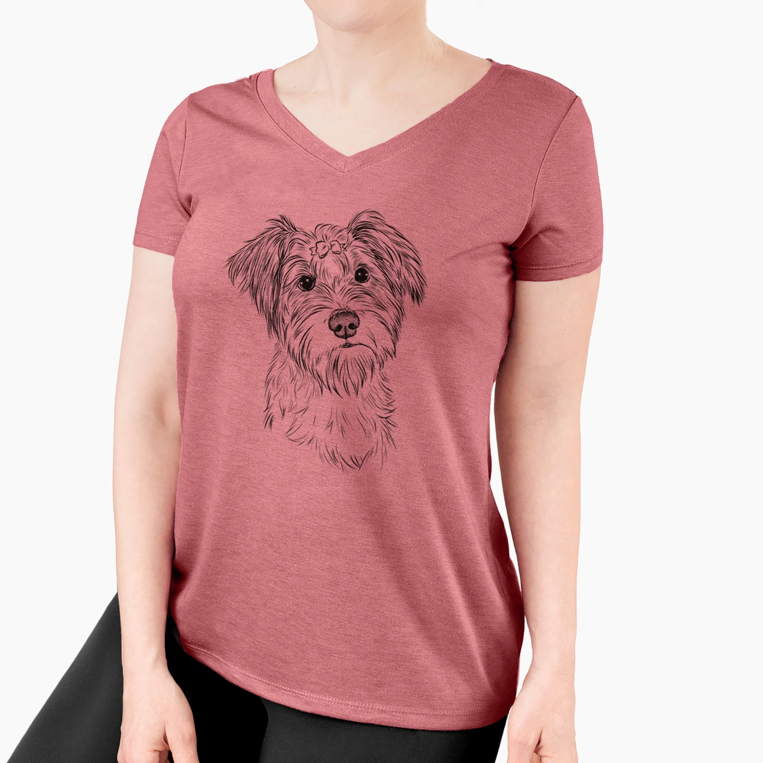 Bare Birdee the Schnauzer Mix - Women's V-neck Shirt - Image 7