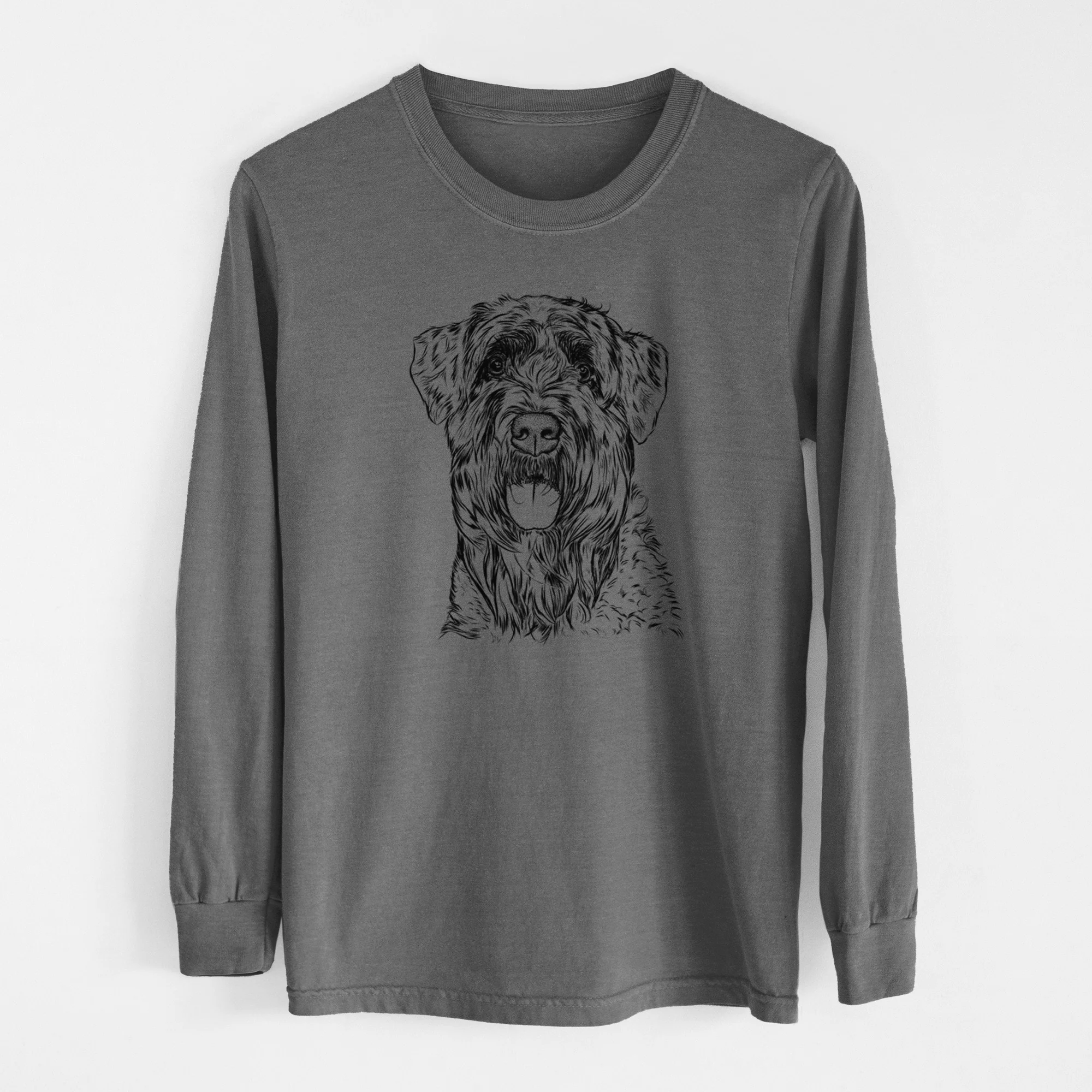 Bare Bonnie the Bouvier Des Flandres - Men's Heavyweight 100% Cotton Long Sleeve - Image 14