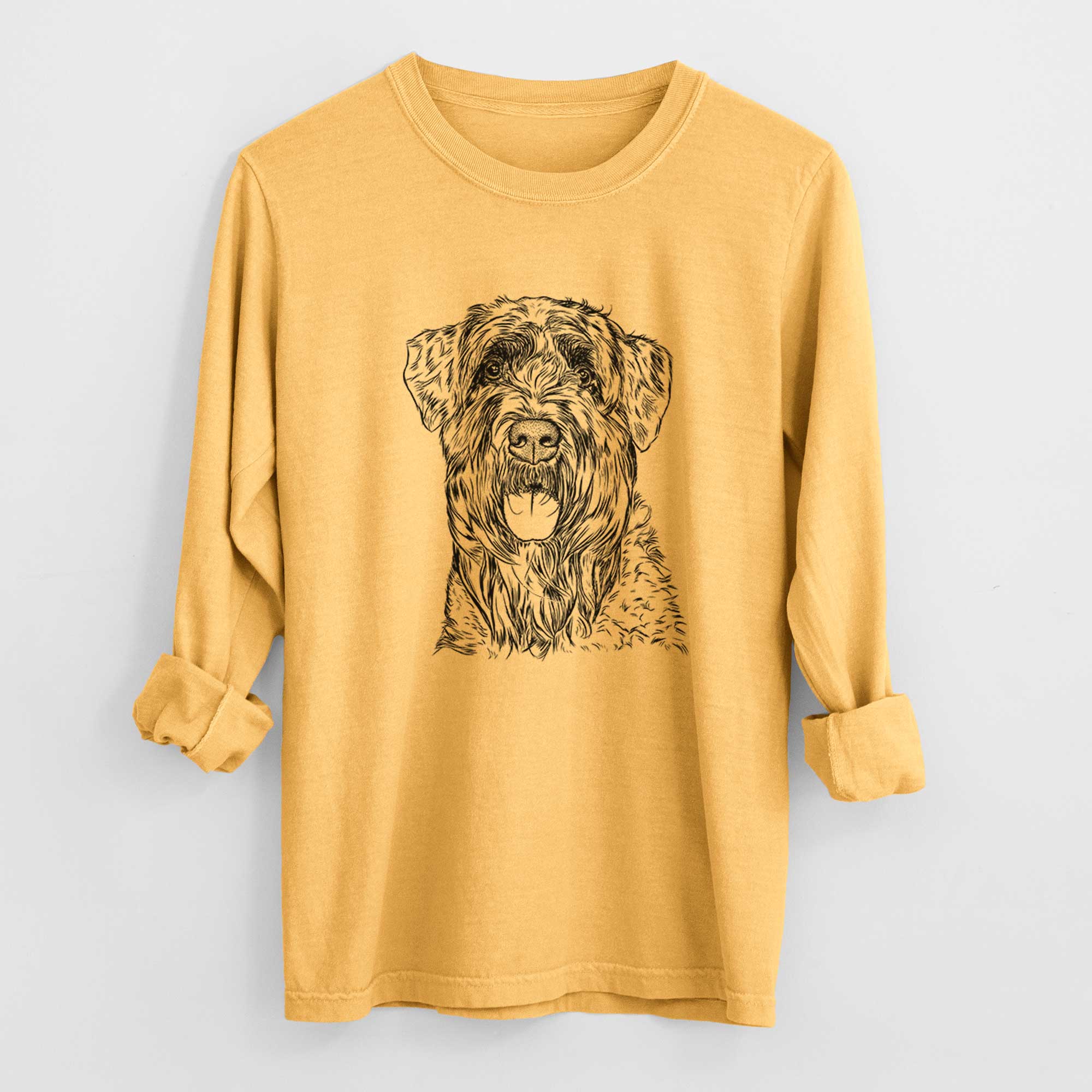 Bare Bonnie the Bouvier Des Flandres - Men's Heavyweight 100% Cotton Long Sleeve - Image 3