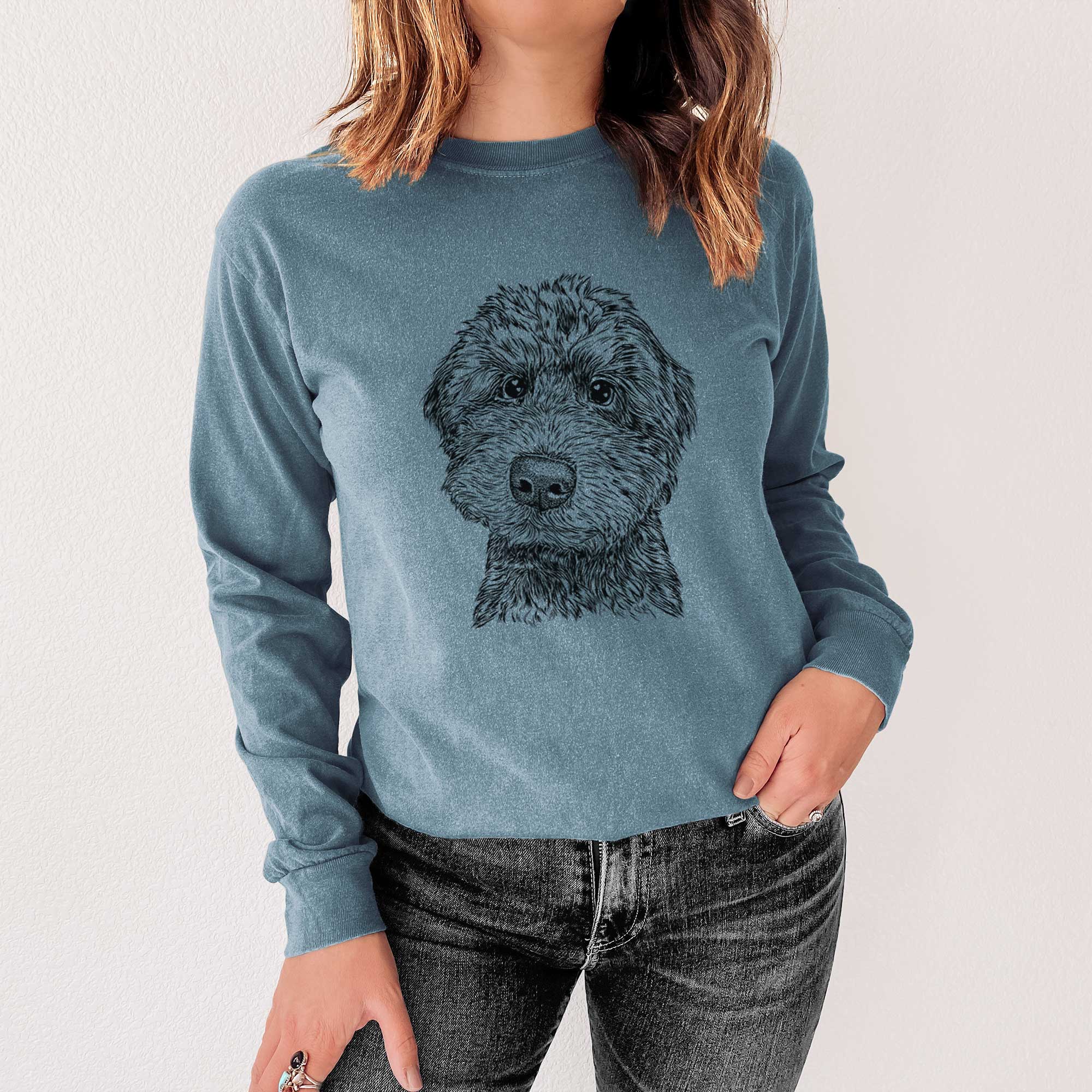 Bare Bowser the Whoodle - Men's Heavyweight 100% Cotton Long Sleeve - Image 4