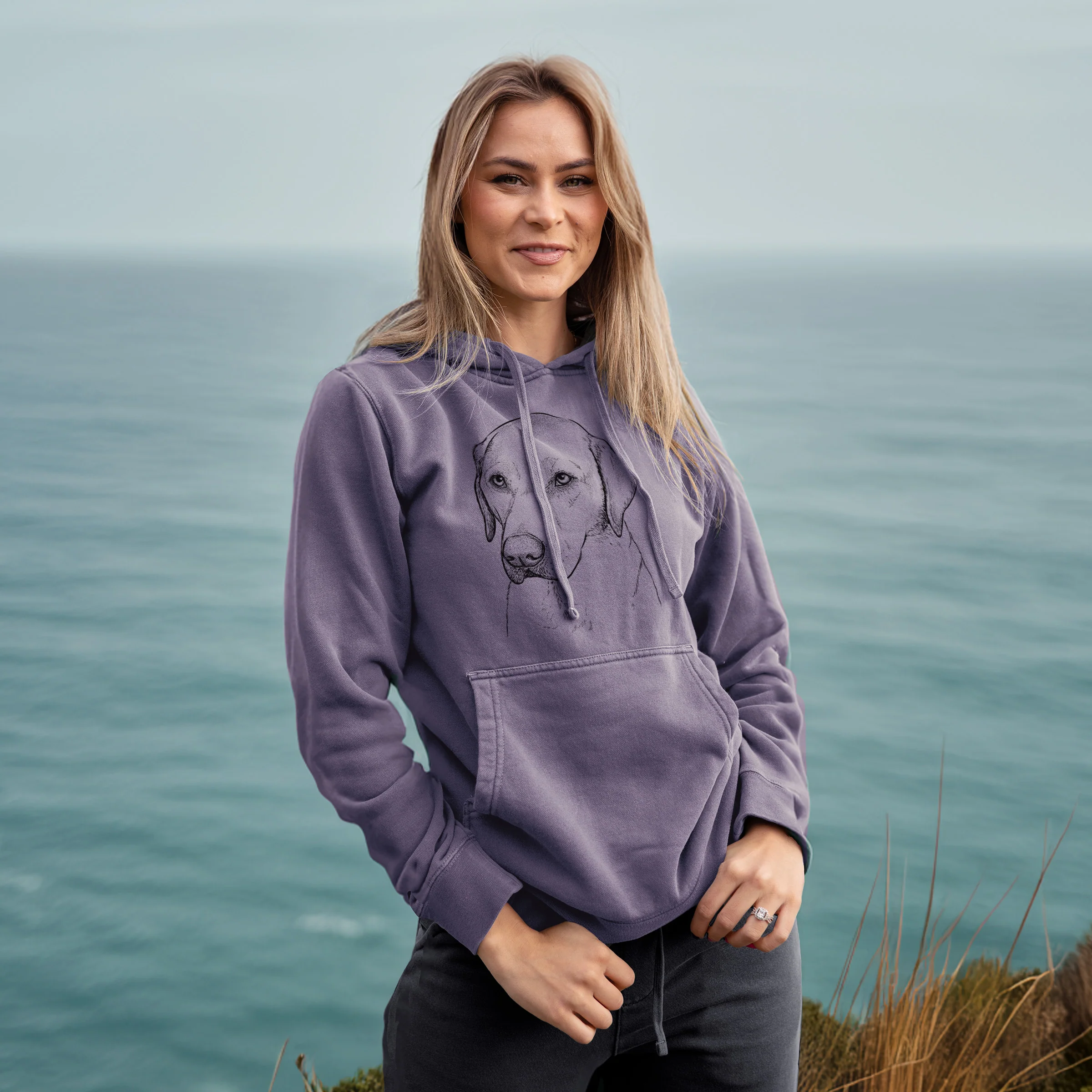 Bare Braxton the Yellow Lab - Unisex Pigment Dyed Hoodie - Image 4