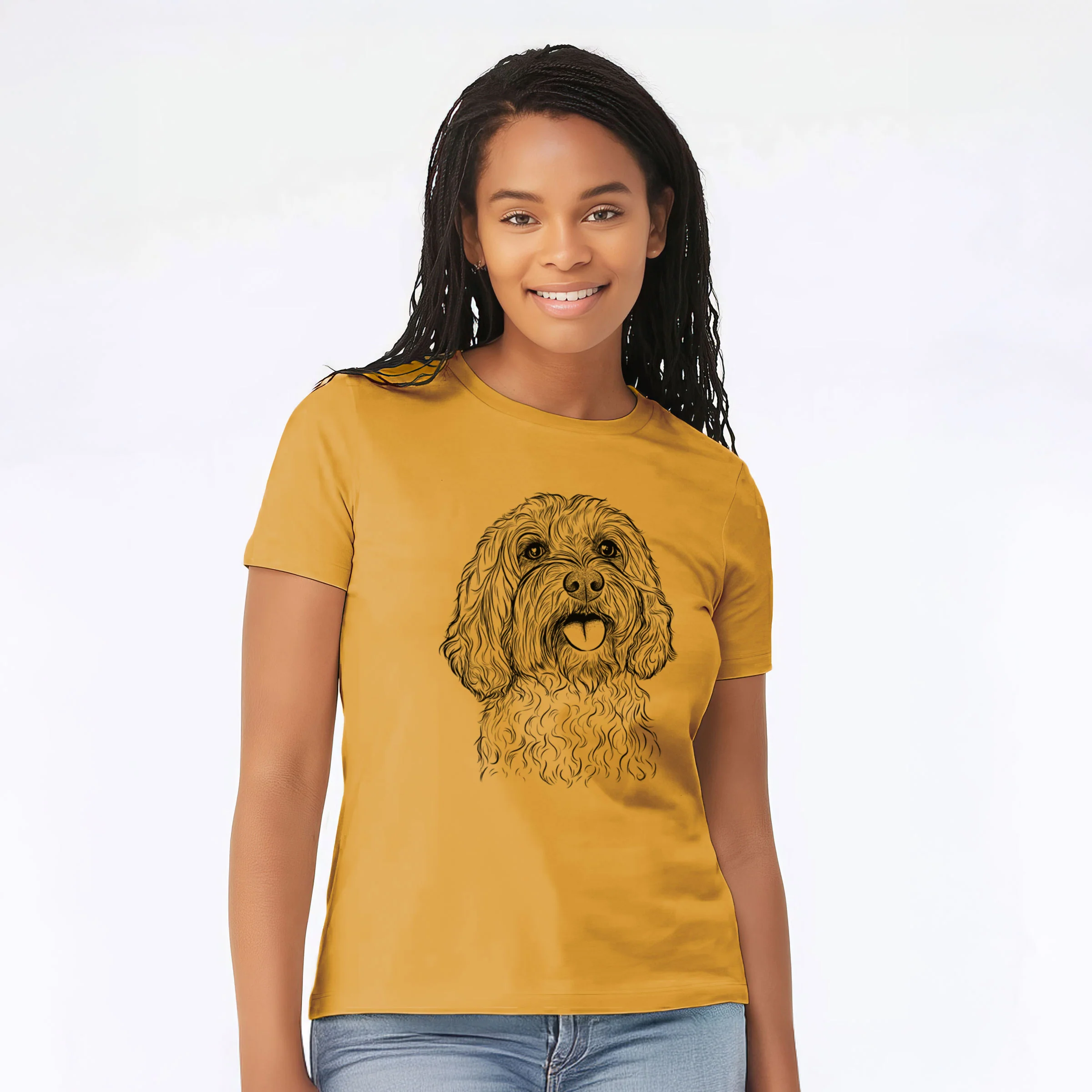 Bare Cali the Cavapoo - Women's Lightweight Relaxed Fit 100% Cotton Crewneck - Image 6