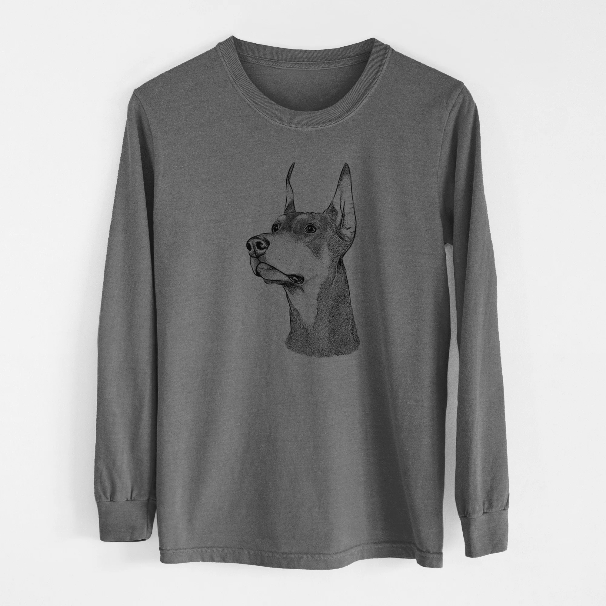 Bare Cenza the Doberman Pinscher - Men's Heavyweight 100% Cotton Long Sleeve - Image 14