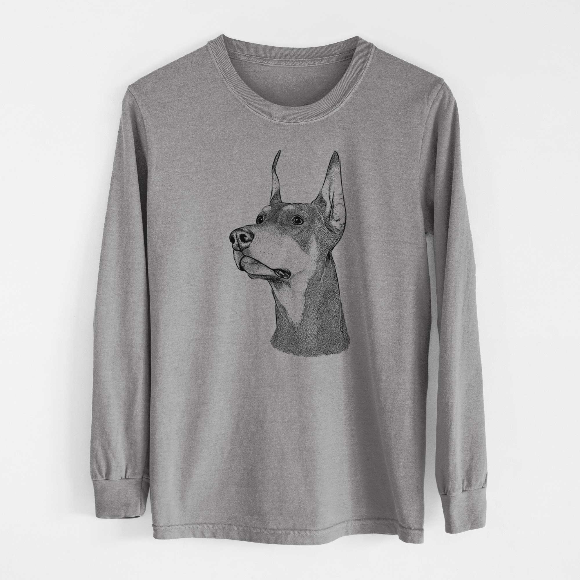 Bare Cenza the Doberman Pinscher - Men's Heavyweight 100% Cotton Long Sleeve - Image 7