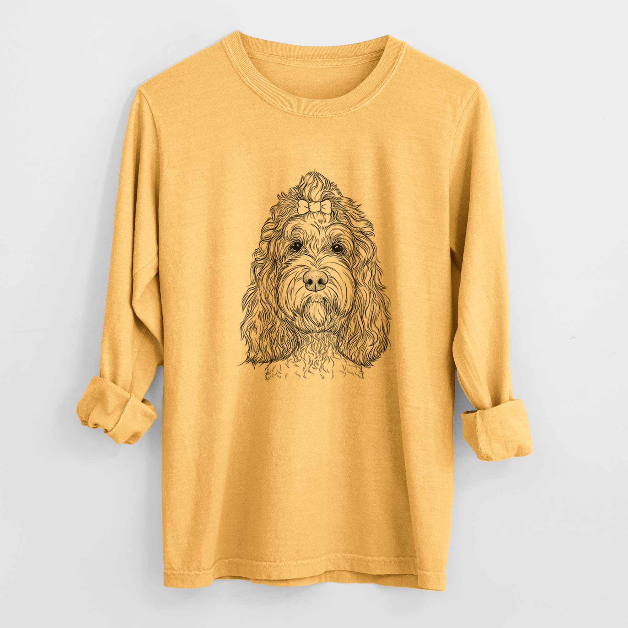 Bare Chloe the Cockapoo - Men's Heavyweight 100% Cotton Long Sleeve - Image 3
