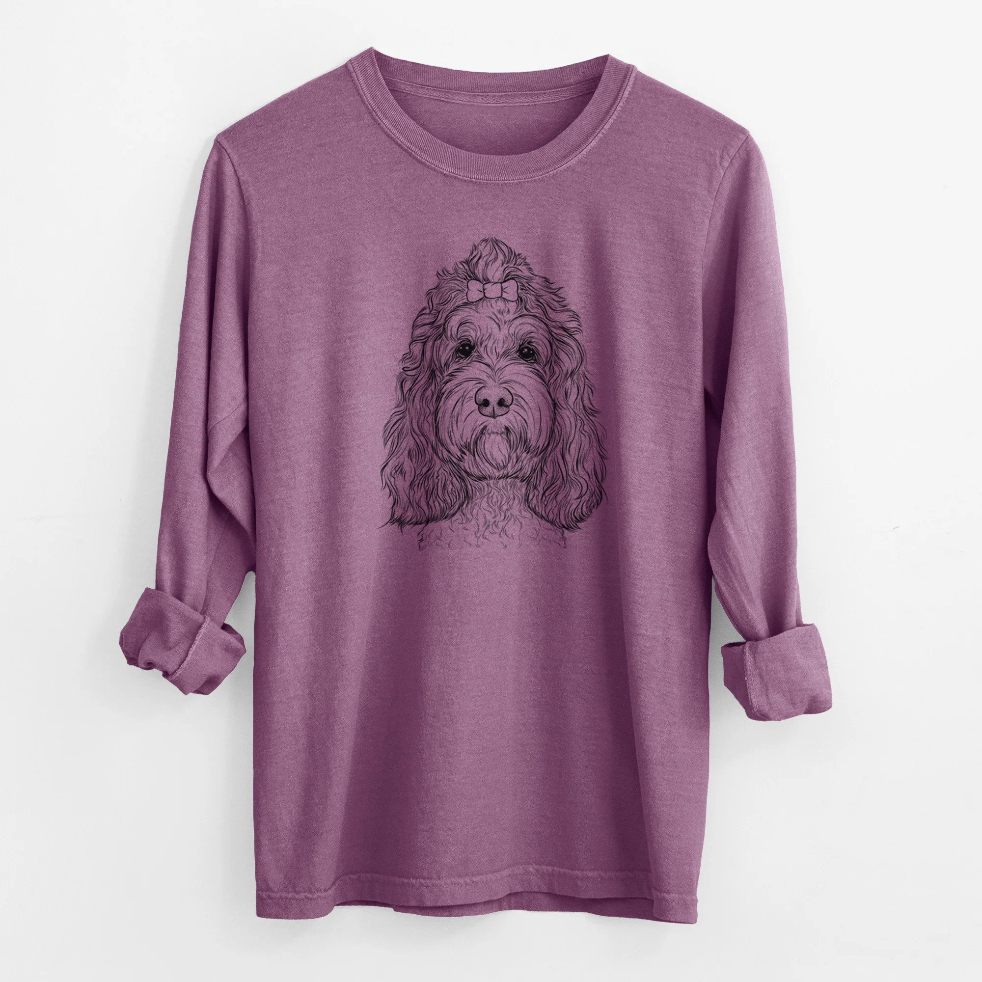 Bare Chloe the Cockapoo - Men's Heavyweight 100% Cotton Long Sleeve - Image 9