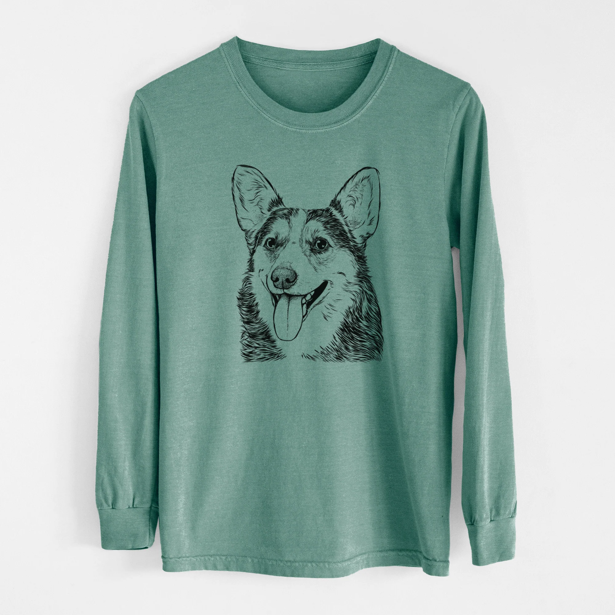 Bare Darma the Corgi - Men's Heavyweight 100% Cotton Long Sleeve - Image 12