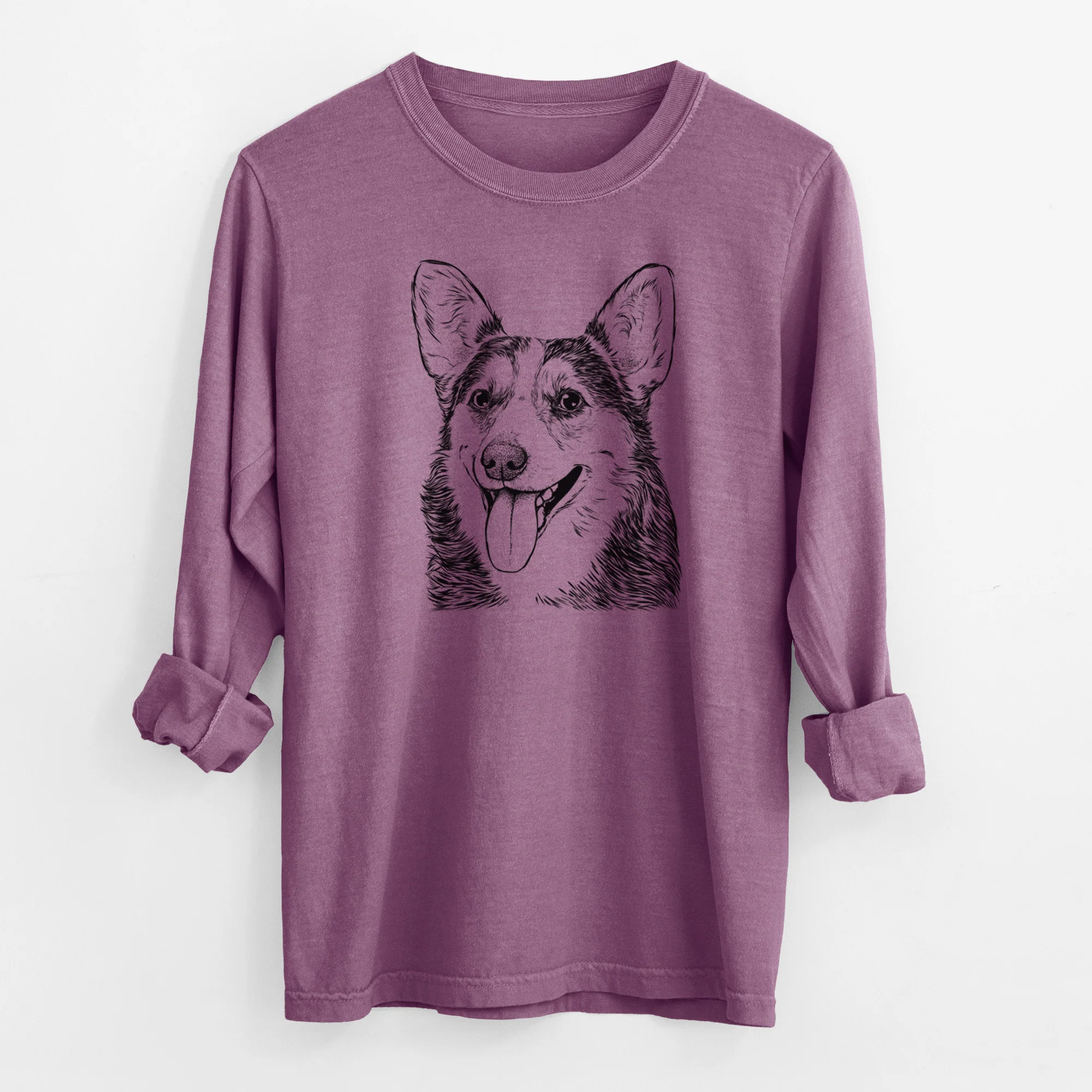 Bare Darma the Corgi - Men's Heavyweight 100% Cotton Long Sleeve - Image 9
