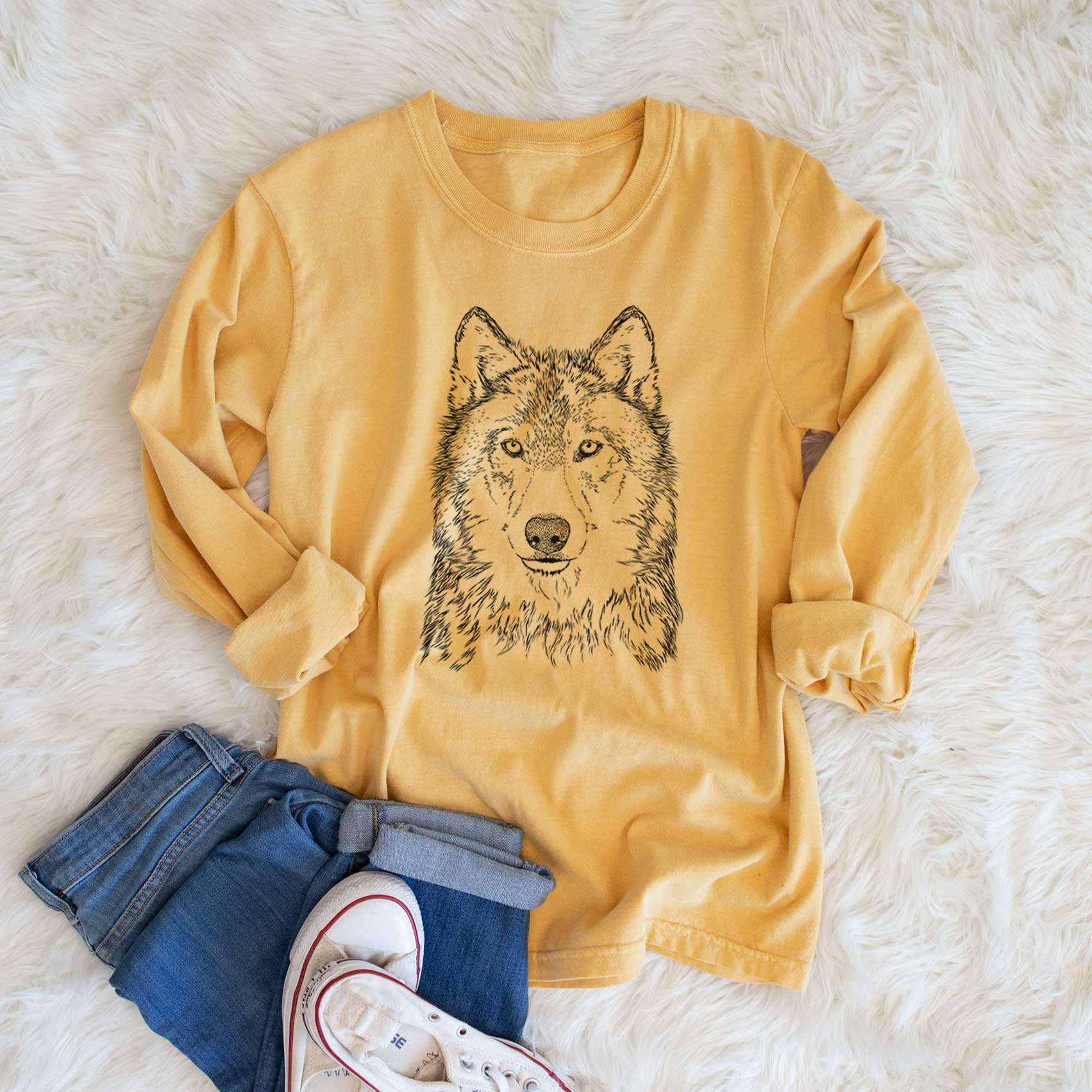 Bare Django the Grey Wolf - Men's Heavyweight 100% Cotton Long Sleeve - Image 6