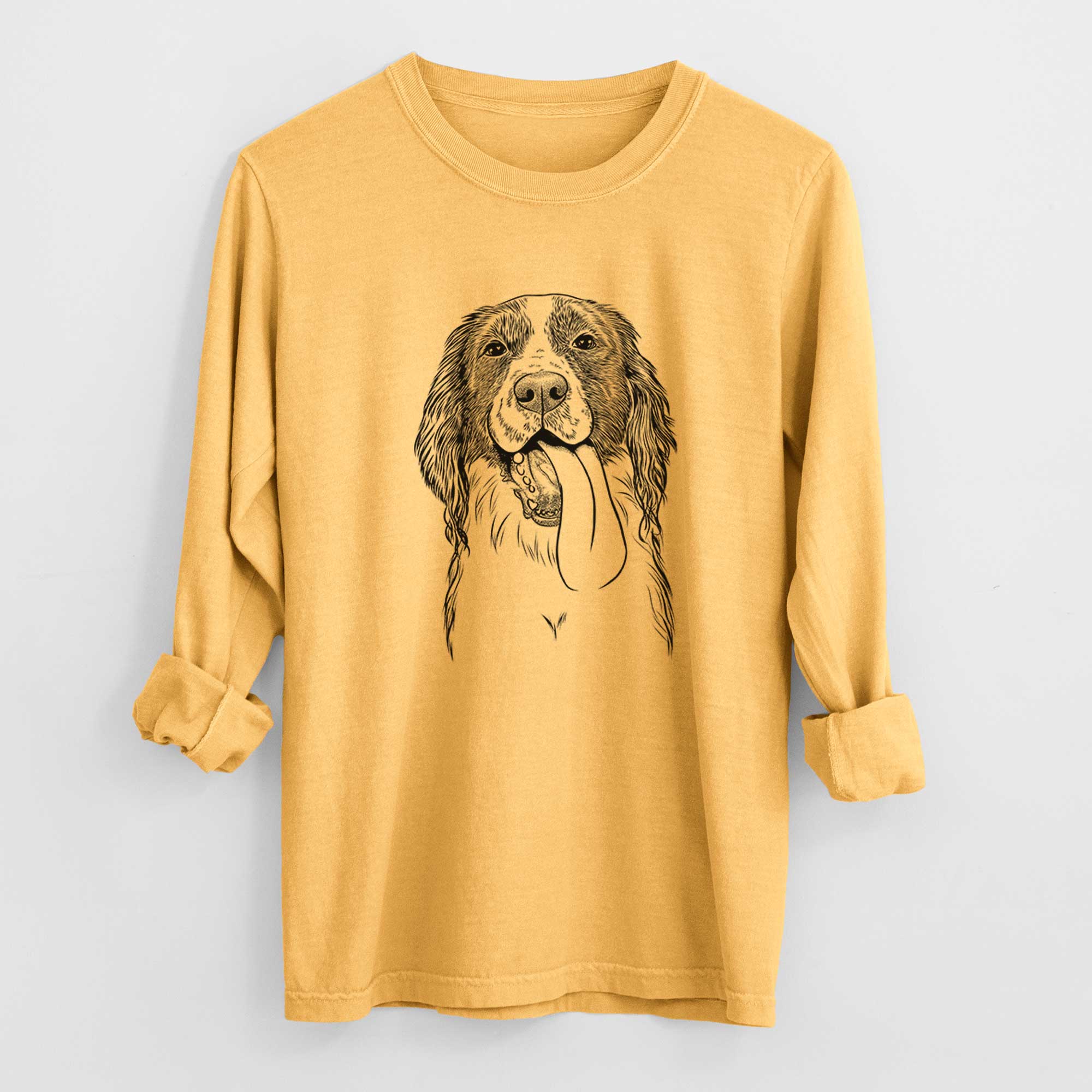 Bare Duke the English Springer Spaniel - Men's Heavyweight 100% Cotton Long Sleeve - Image 3