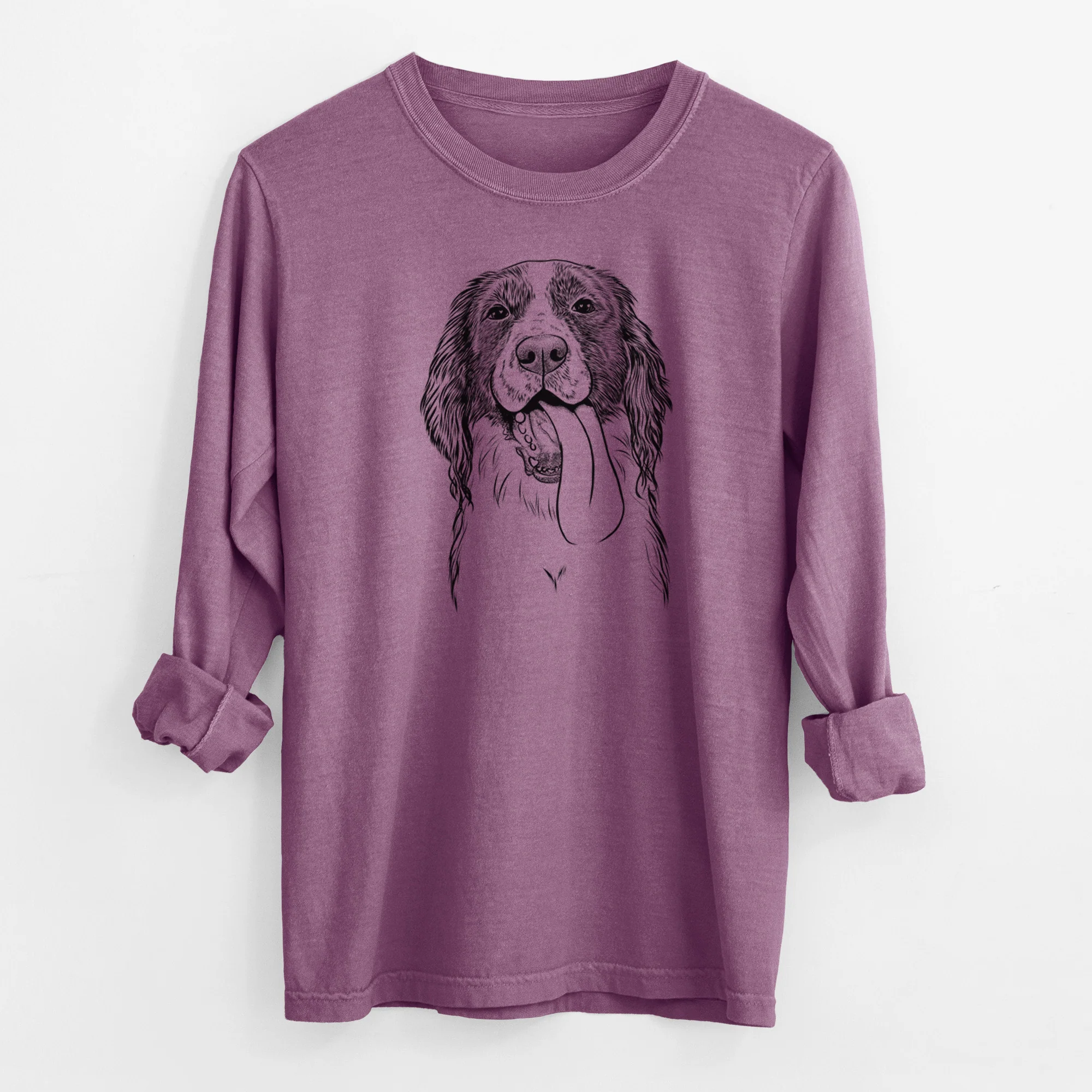 Bare Duke the English Springer Spaniel - Men's Heavyweight 100% Cotton Long Sleeve - Image 9