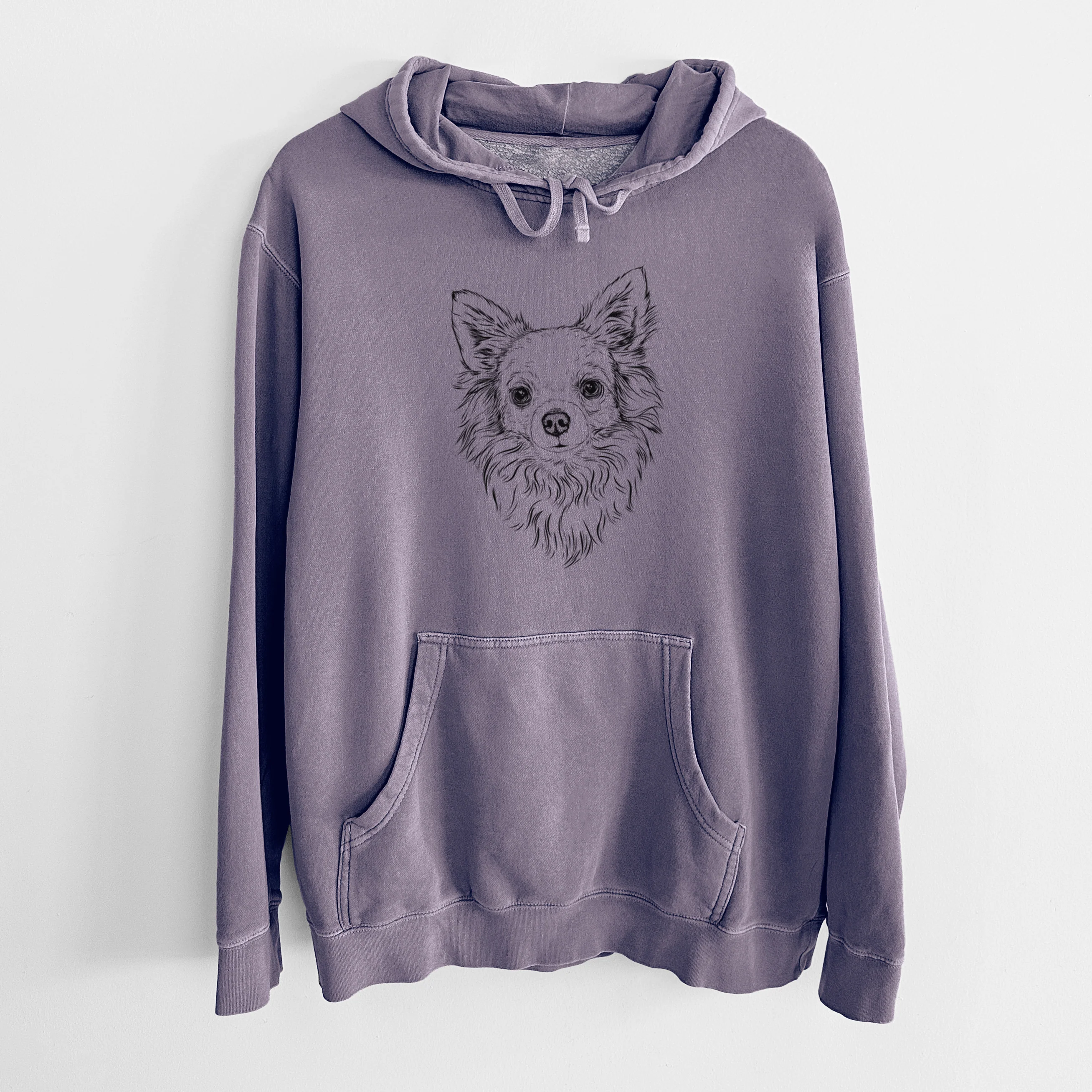 Bare Emma the Longhaired Chihuahua - Unisex Pigment Dyed Hoodie - Image 9