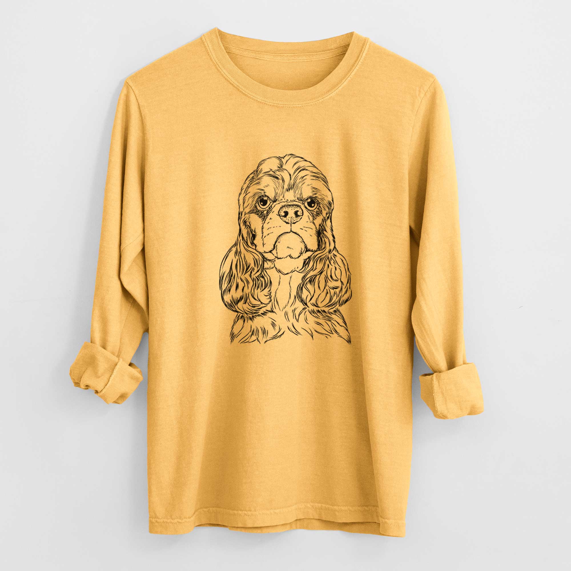 Bare Emma the Cocker Spaniel - Men's Heavyweight 100% Cotton Long Sleeve - Image 3