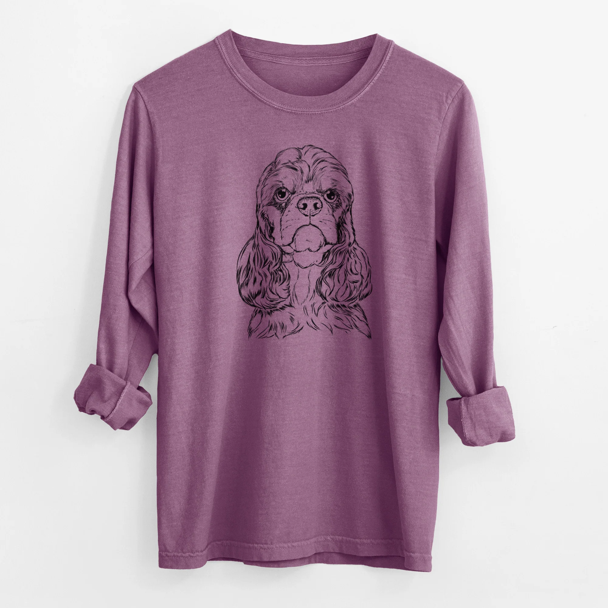 Bare Emma the Cocker Spaniel - Men's Heavyweight 100% Cotton Long Sleeve - Image 9