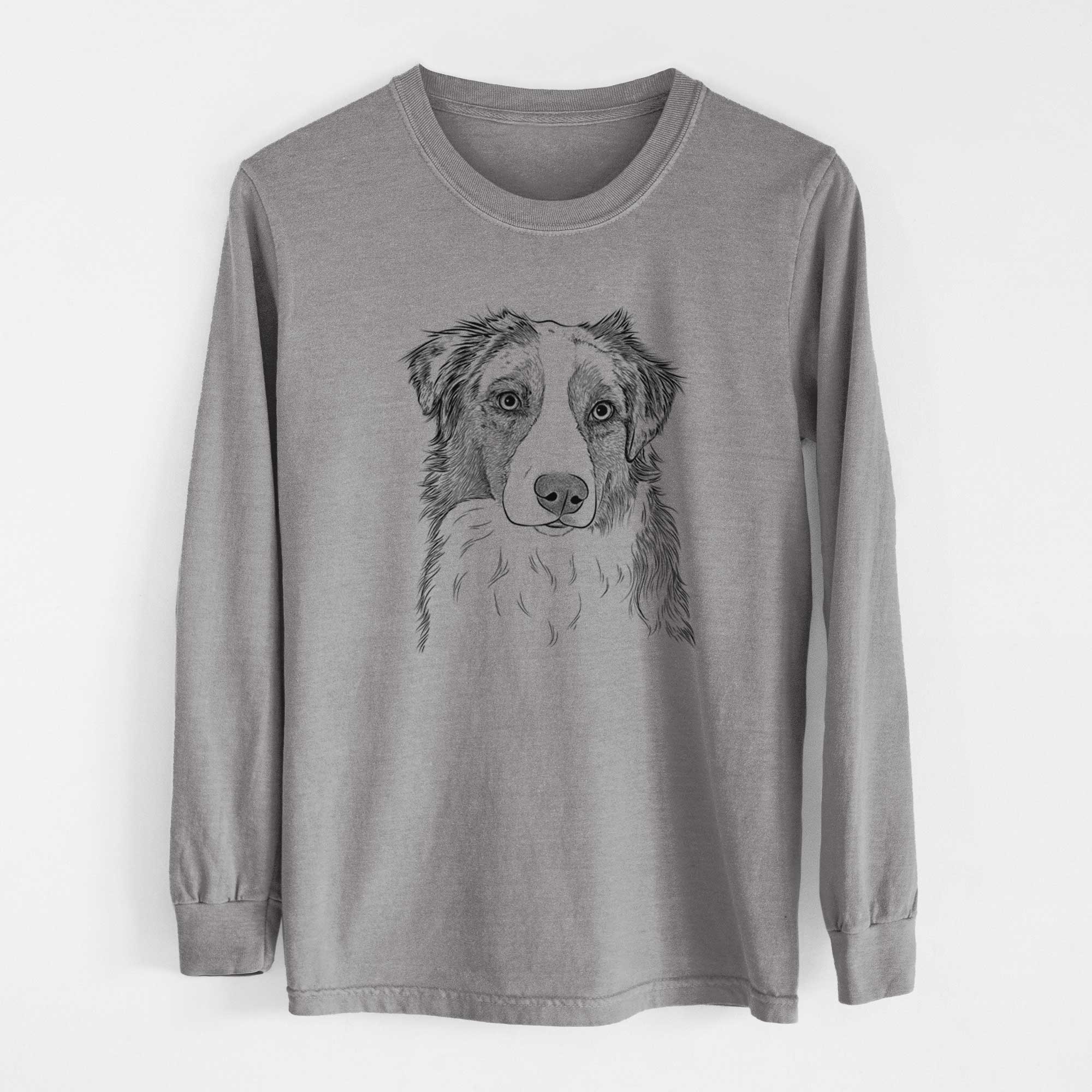 Bare Ginger the Australian Shepherd - Men's Heavyweight 100% Cotton Long Sleeve - Image 7